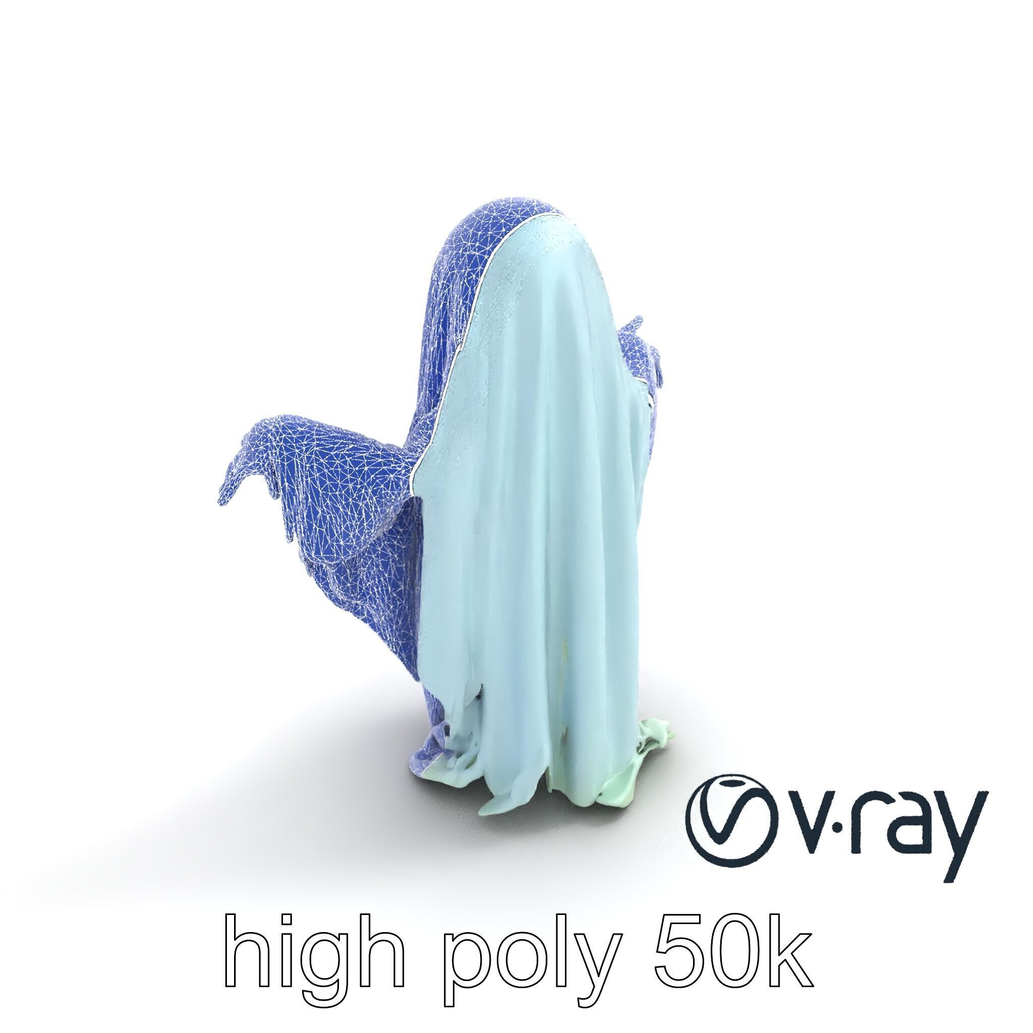 Ghost with Glowing Aura and Tattered Sheet model pack Low-poly 3D model_31