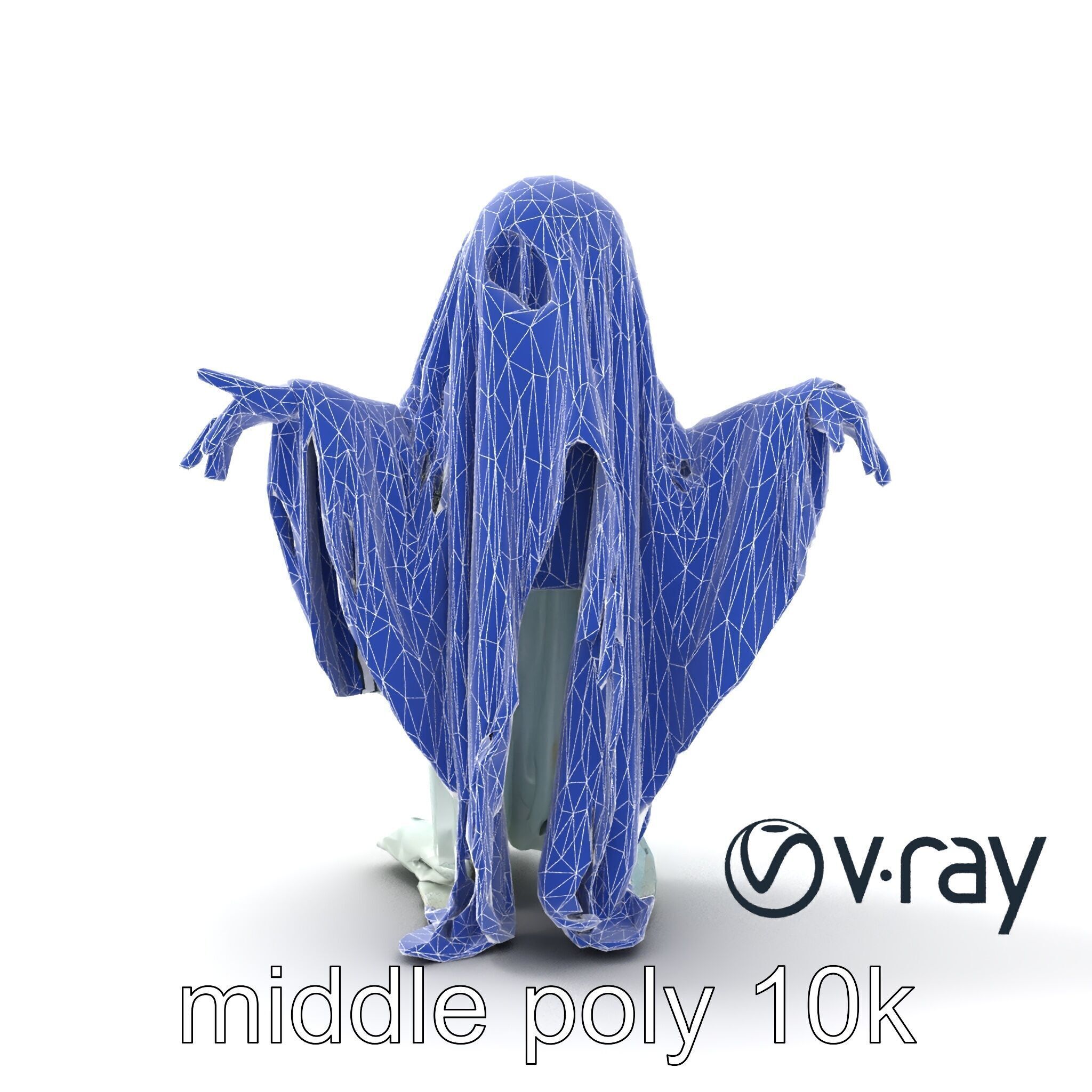 Ghost with Glowing Aura and Tattered Sheet model pack Low-poly 3D model_27