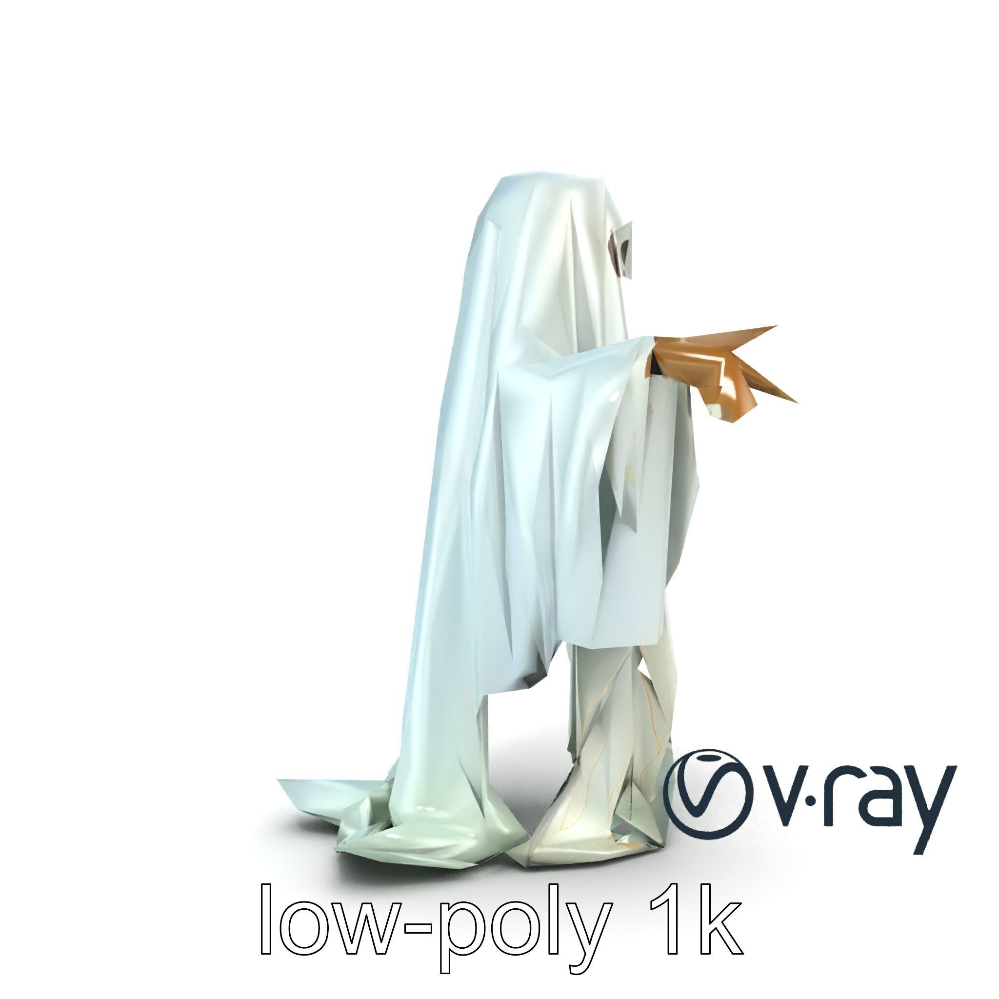 Ghost with Glowing Aura and Tattered Sheet model pack Low-poly 3D model_12