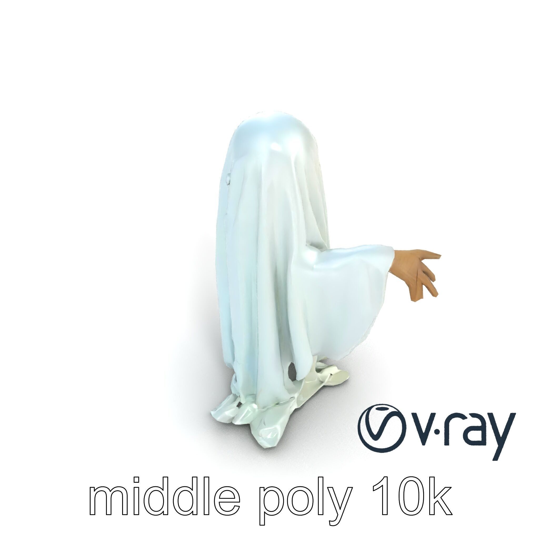 Ghost with Glowing Aura and Tattered Sheet model pack Low-poly 3D model_7