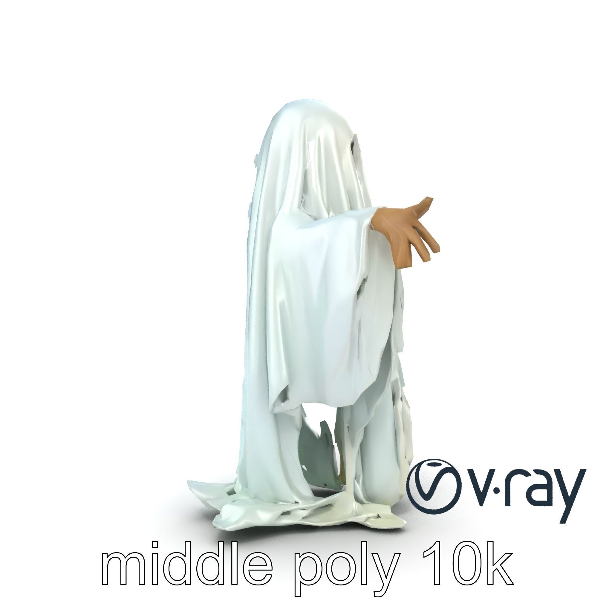 Ghost with Glowing Aura and Tattered Sheet model pack Low-poly 3D model_19