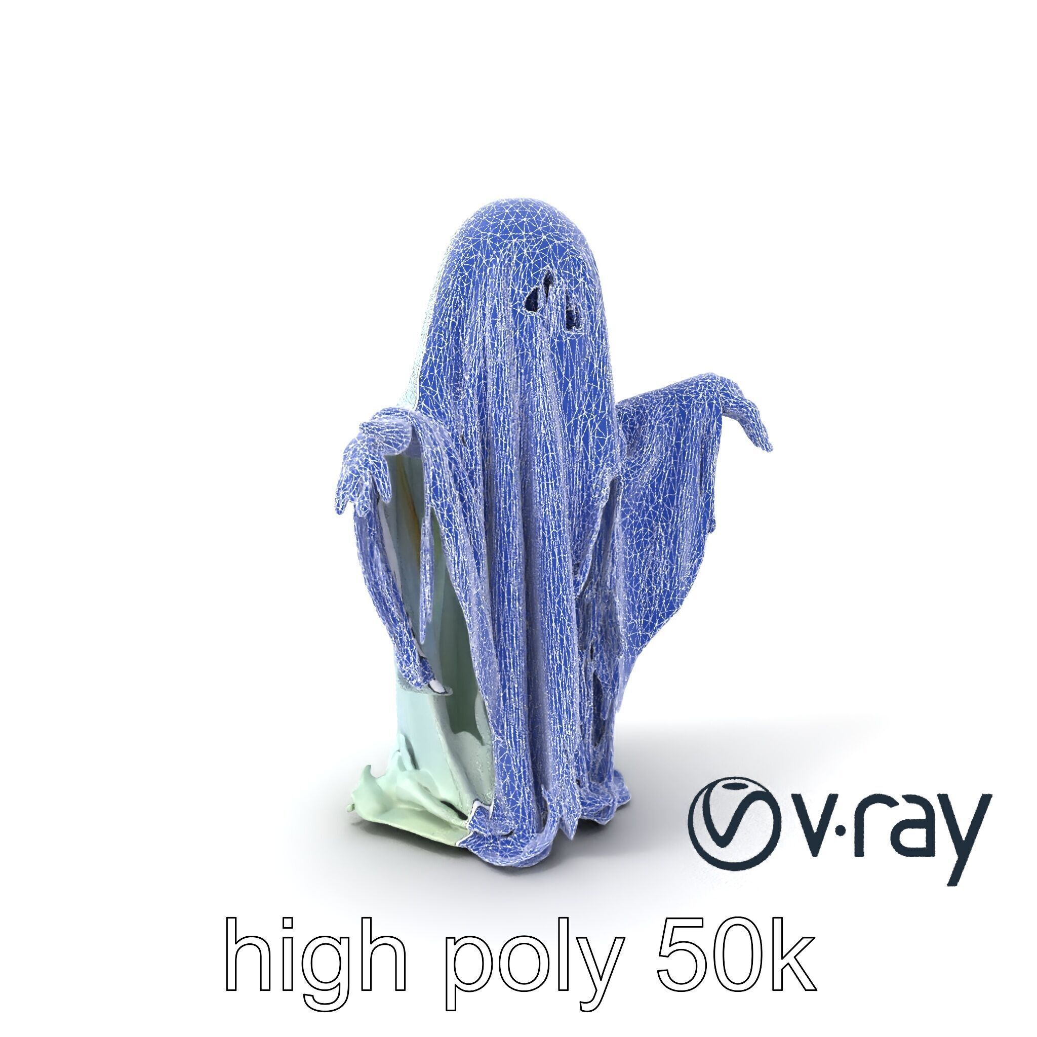 Ghost with Glowing Aura and Tattered Sheet model pack Low-poly 3D model_9