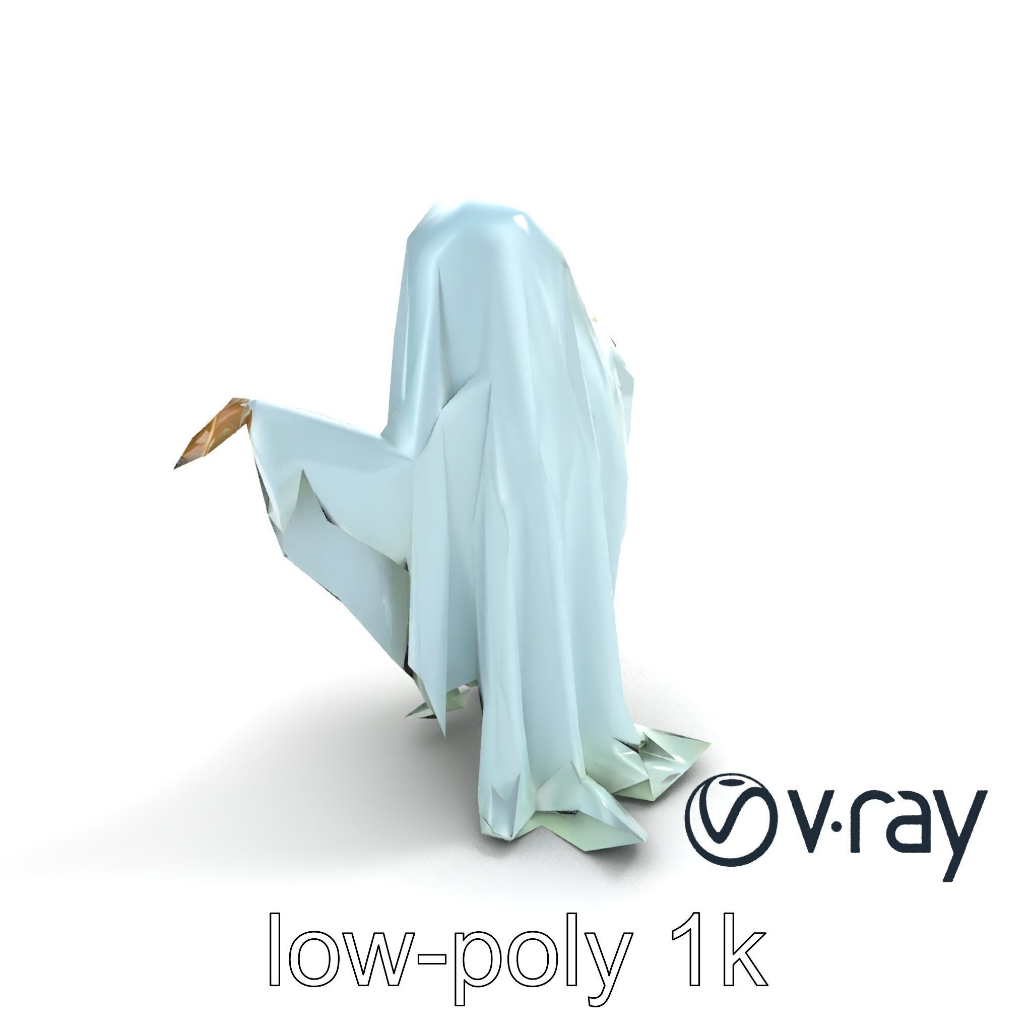 Ghost with Glowing Aura and Tattered Sheet model pack Low-poly 3D model_8