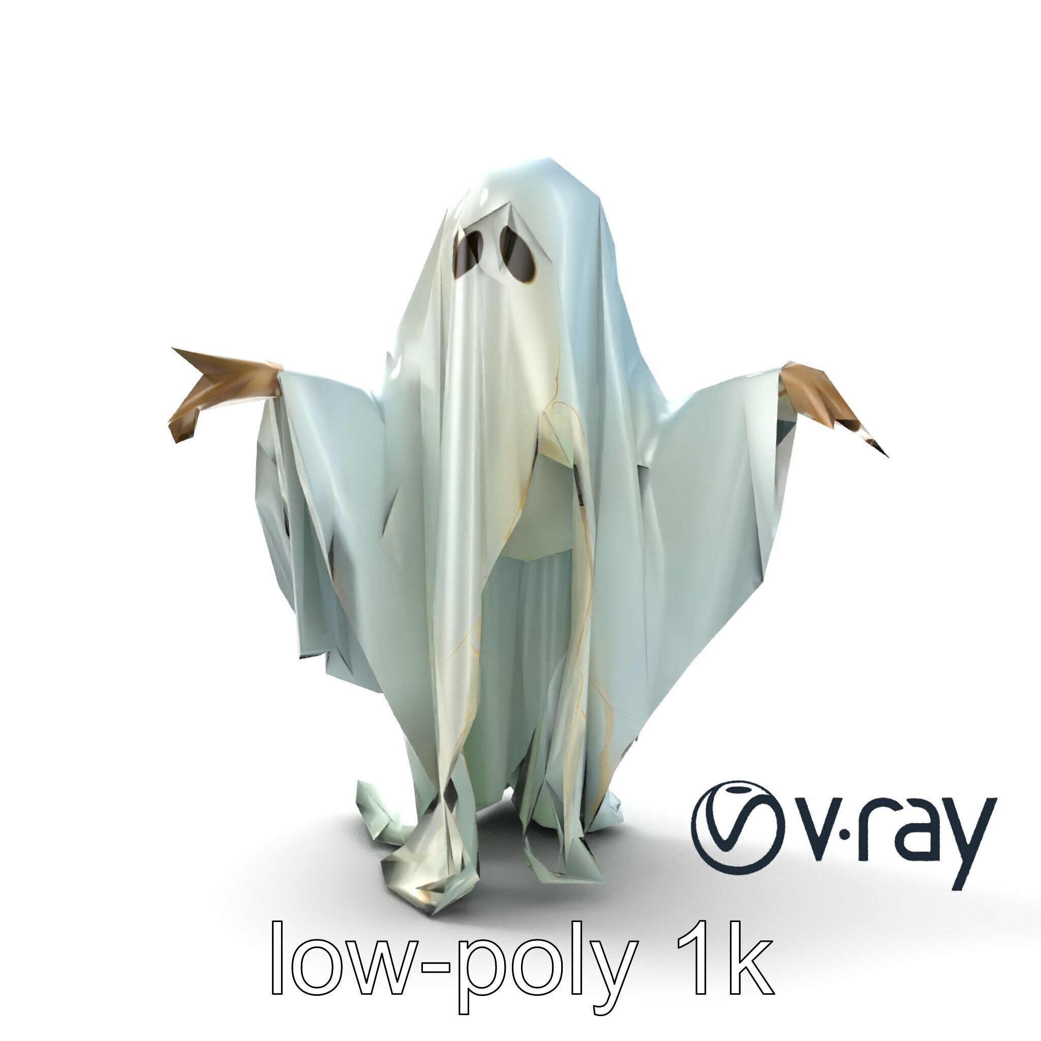 Ghost with Glowing Aura and Tattered Sheet model pack Low-poly 3D model_17