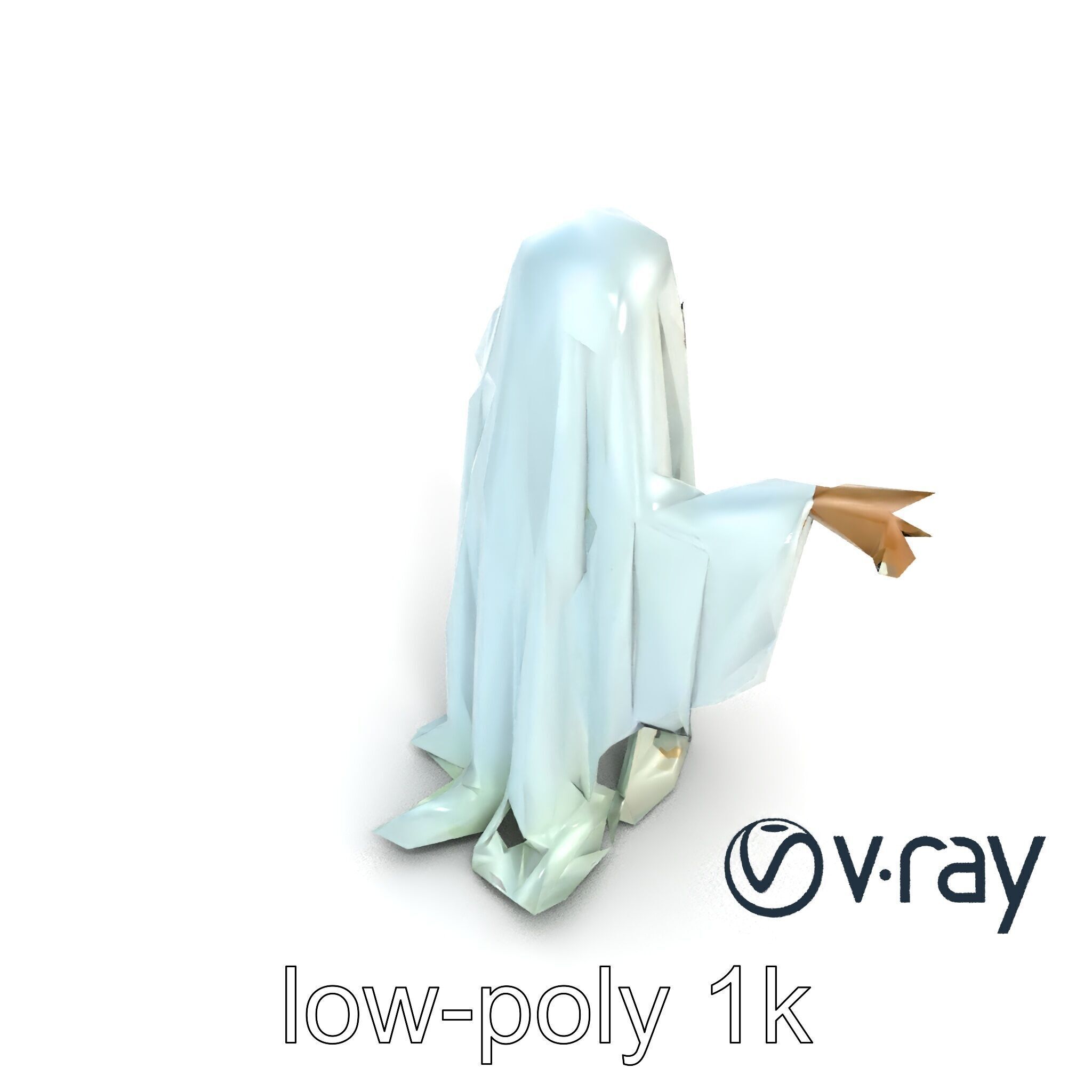 Ghost with Glowing Aura and Tattered Sheet model pack Low-poly 3D model_13