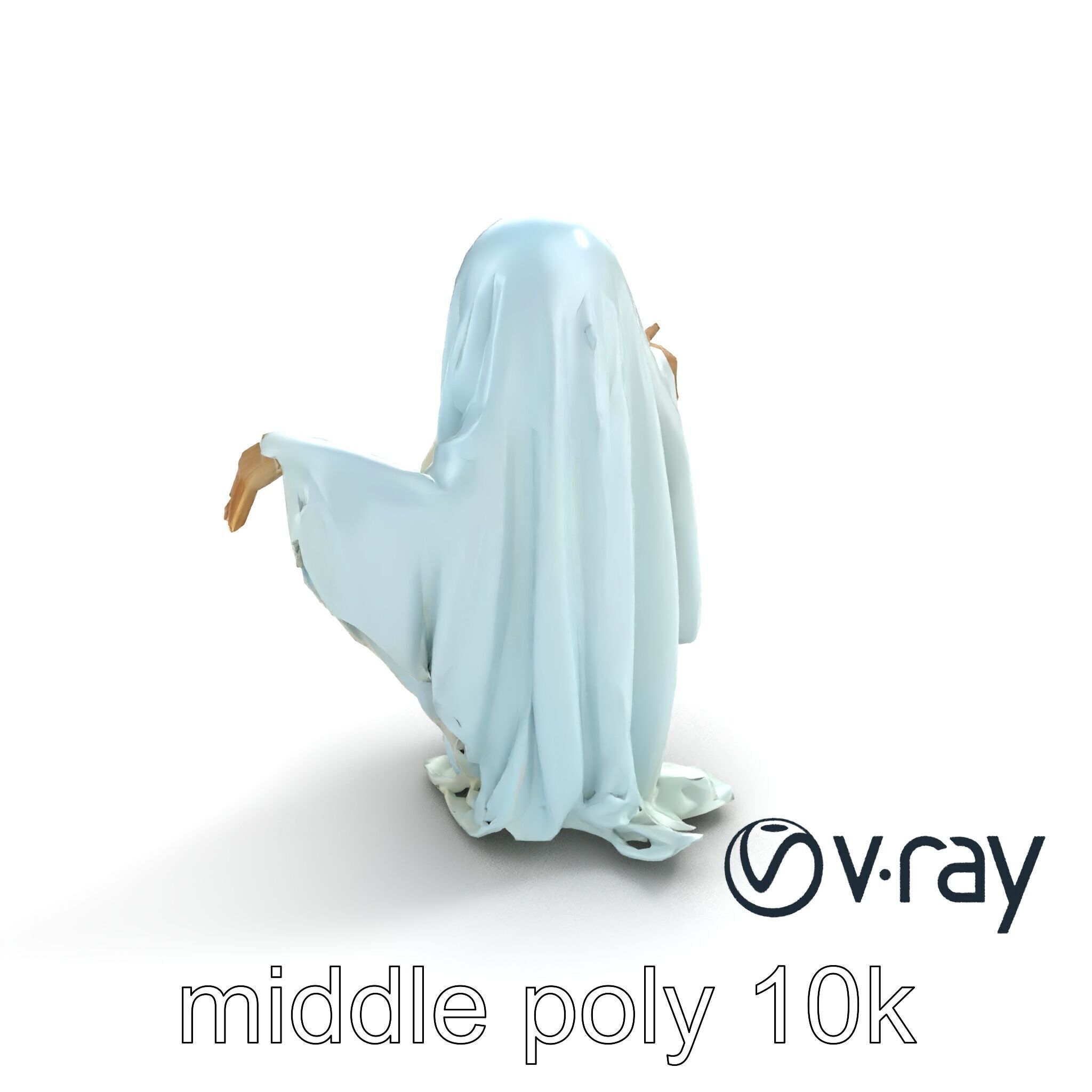 Ghost with Glowing Aura and Tattered Sheet model pack Low-poly 3D model_4