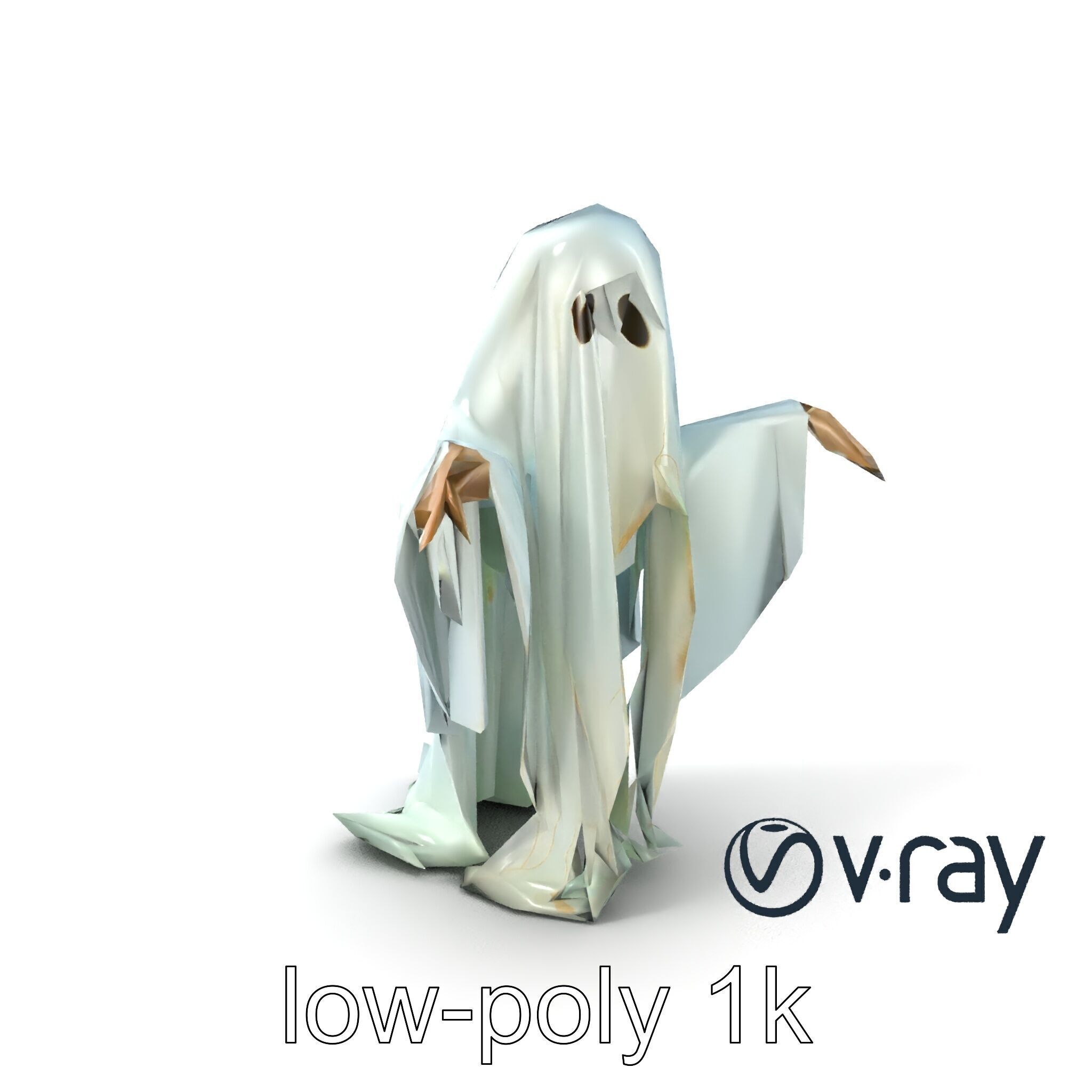 Ghost with Glowing Aura and Tattered Sheet model pack Low-poly 3D model_2