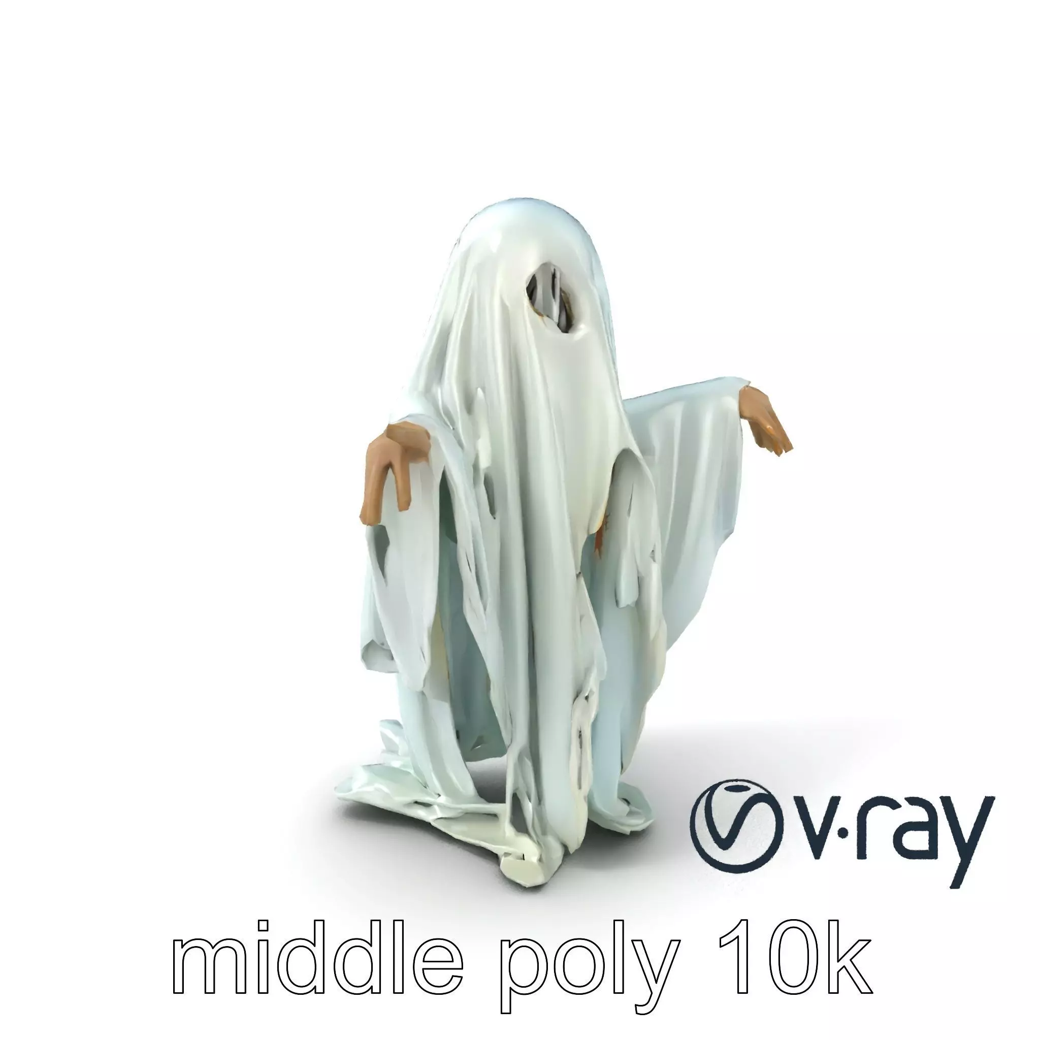 Ghost with Glowing Aura and Tattered Sheet model pack Low-poly 3D model_0
