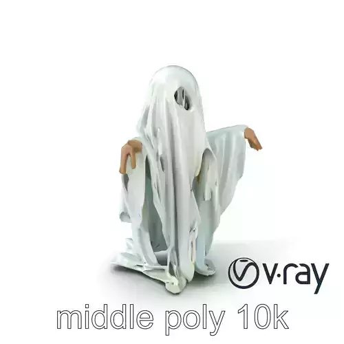 Ghost with Glowing Aura and Tattered Sheet model pack Low-poly 3D model