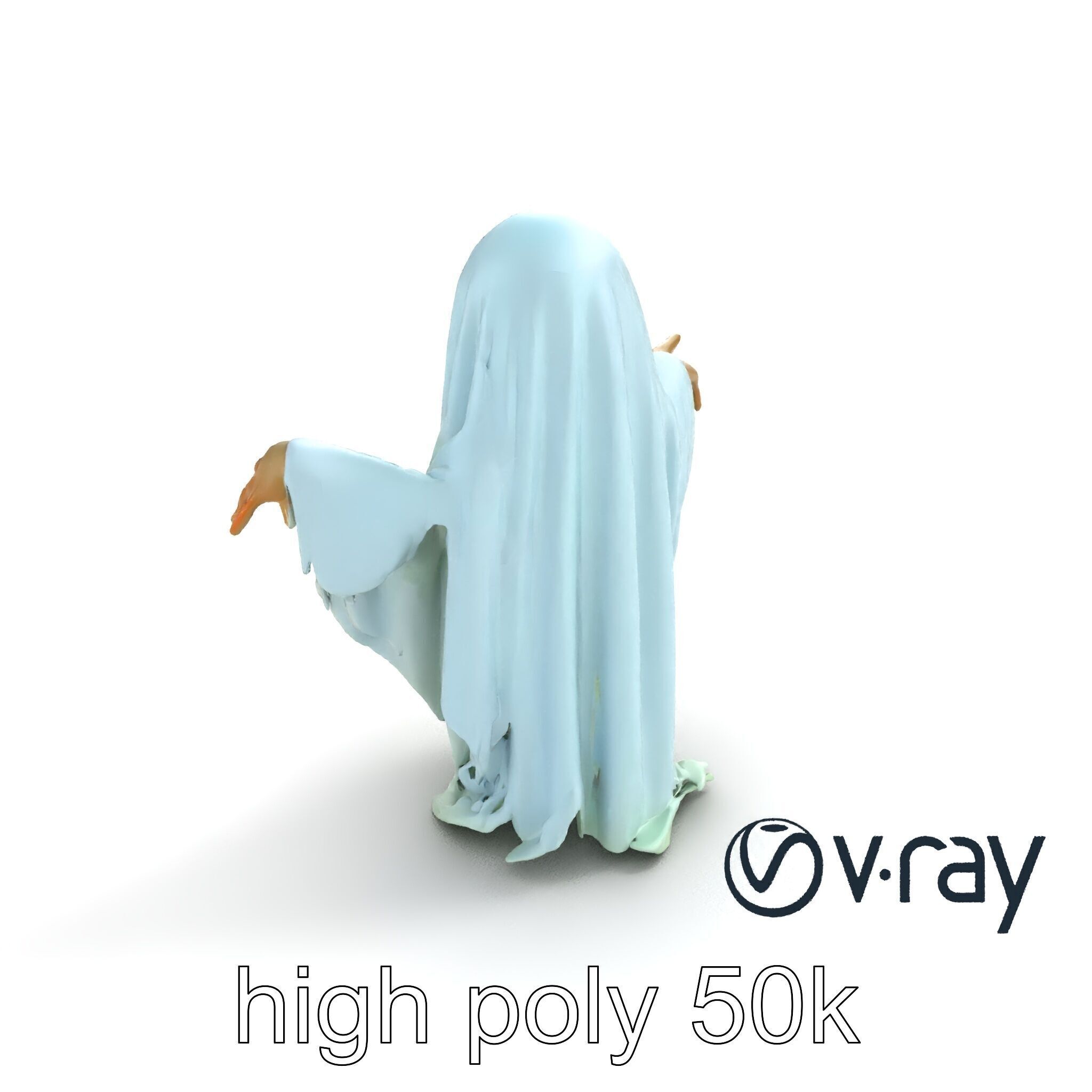 Ghost with Glowing Aura and Tattered Sheet model pack Low-poly 3D model_10