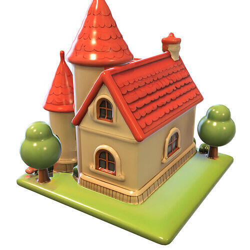Fantasy Cartoon Castle  Stylized 3D model 3