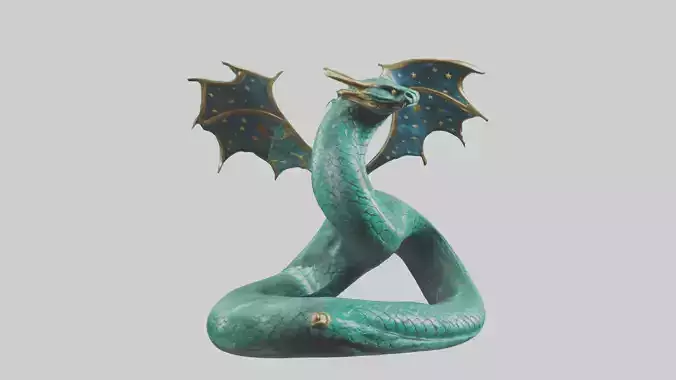 Celestial Serpent statue model Low-poly 3D model
