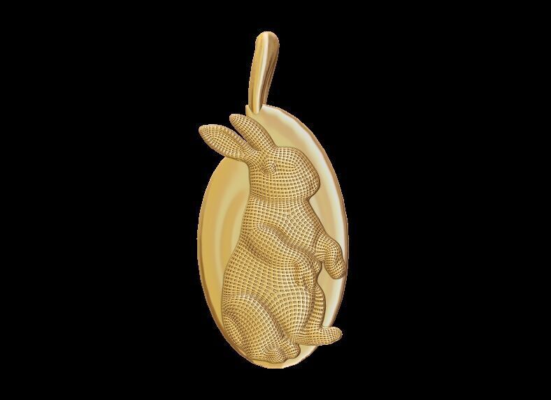 Cute rabbit Pendant 3D print model_6