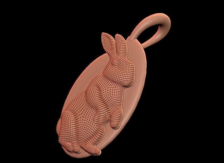 Cute rabbit Pendant 3D print model_9