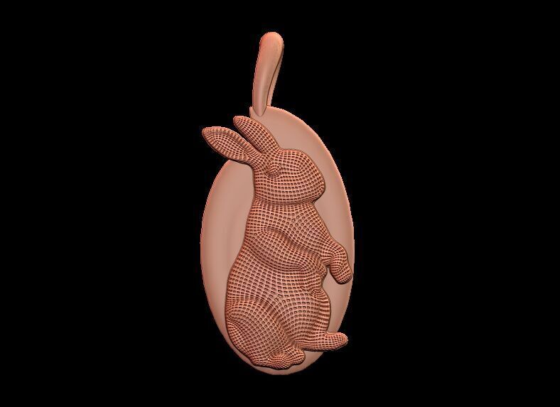 Cute rabbit Pendant 3D print model_8