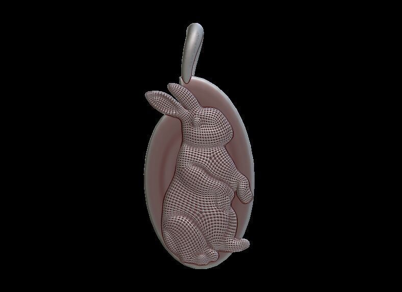 Cute rabbit Pendant 3D print model_5