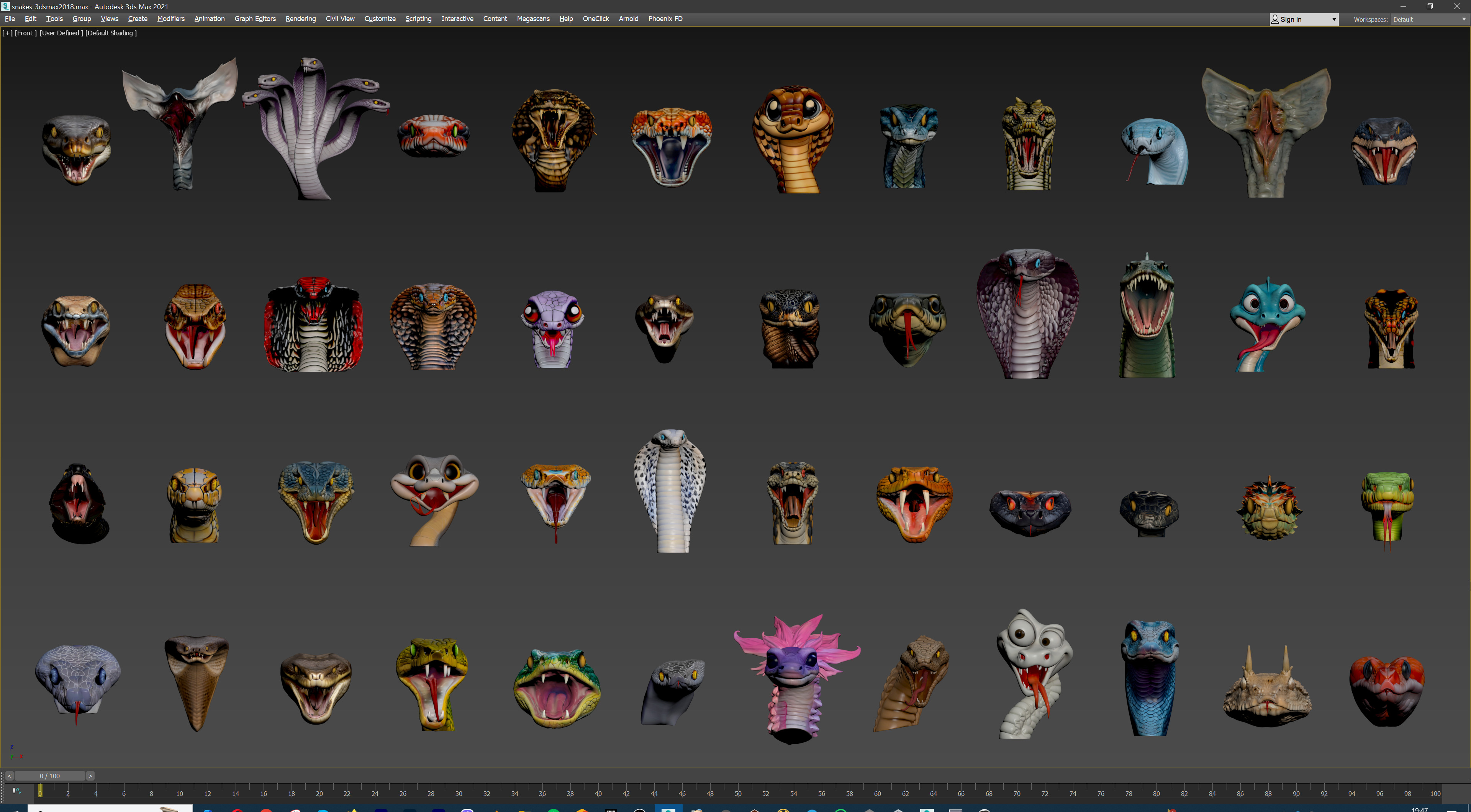 Ultimate Snake Head Pack  48 HighPoly Stylized Assets 3D model_2