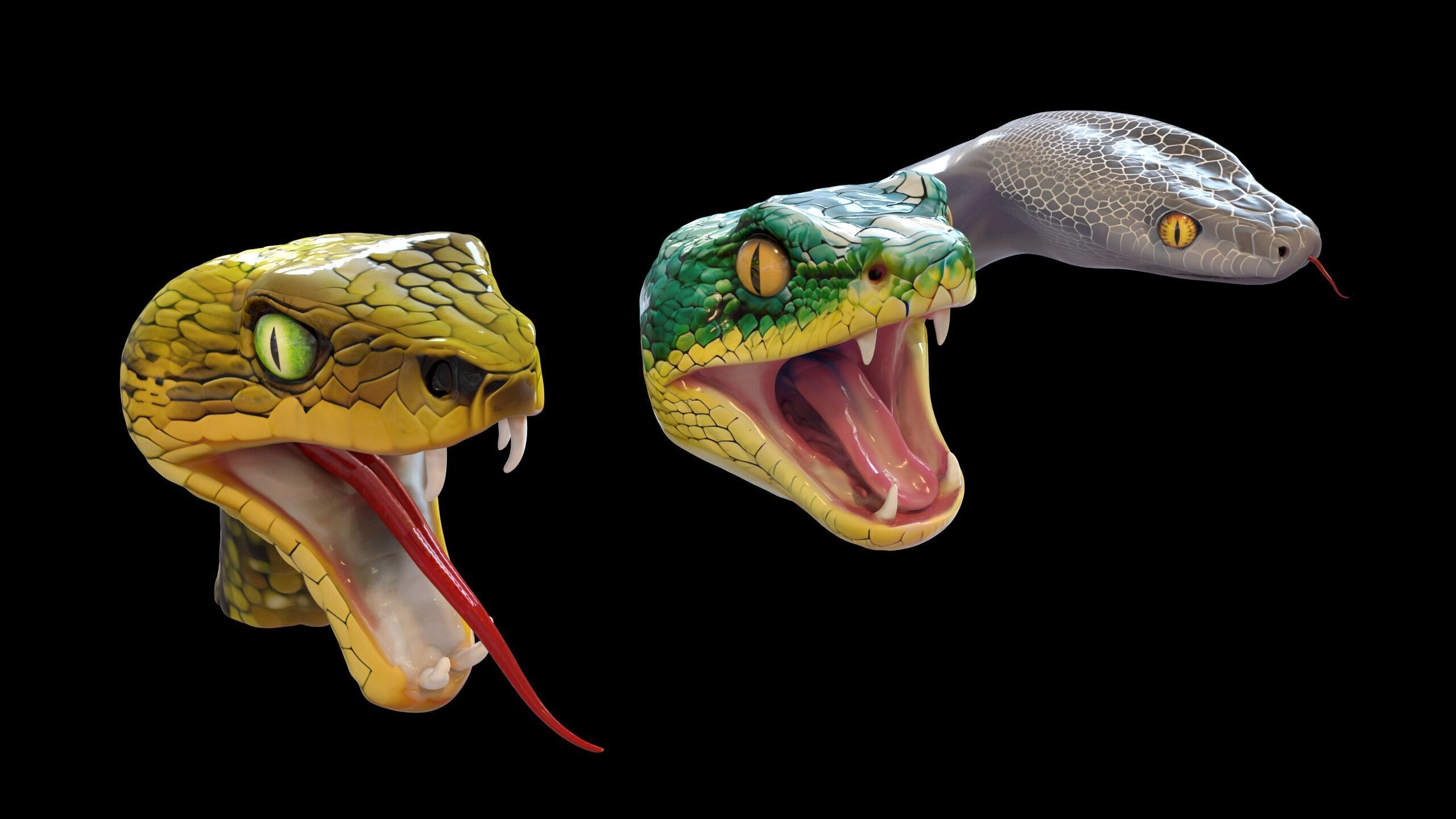 Ultimate Snake Head Pack  48 HighPoly Stylized Assets 3D model_16