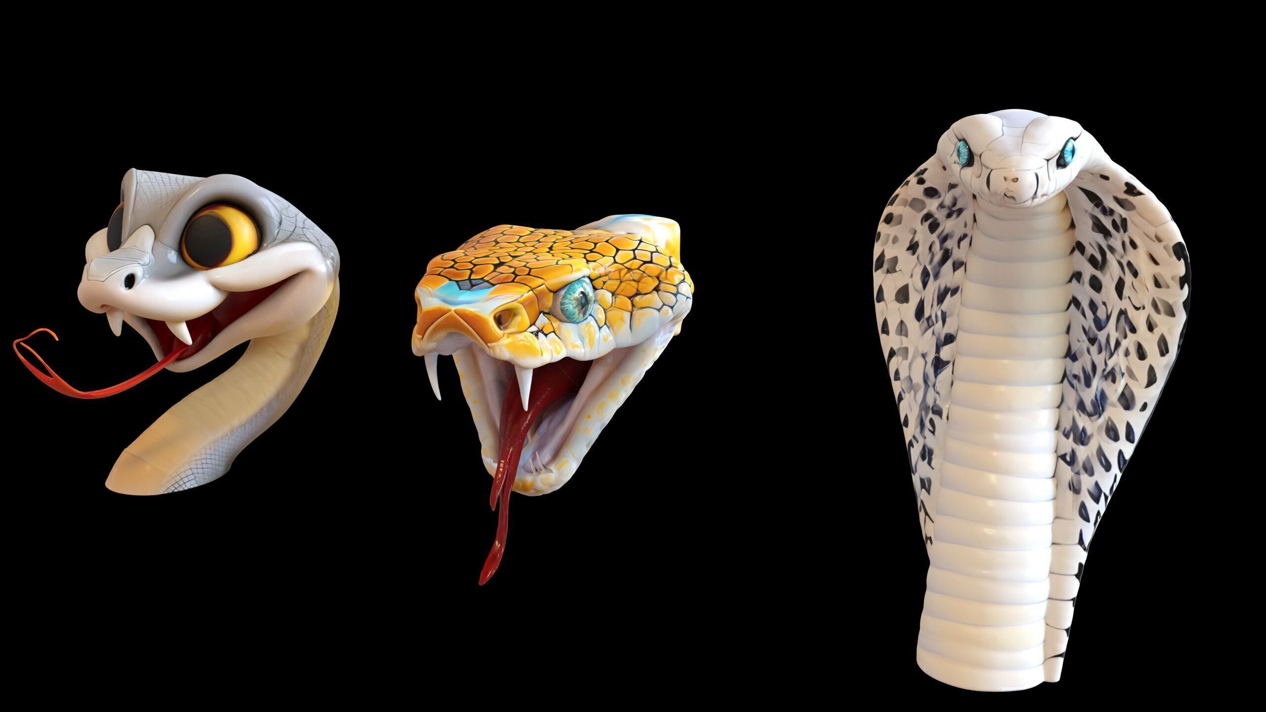 Ultimate Snake Head Pack  48 HighPoly Stylized Assets 3D model_12