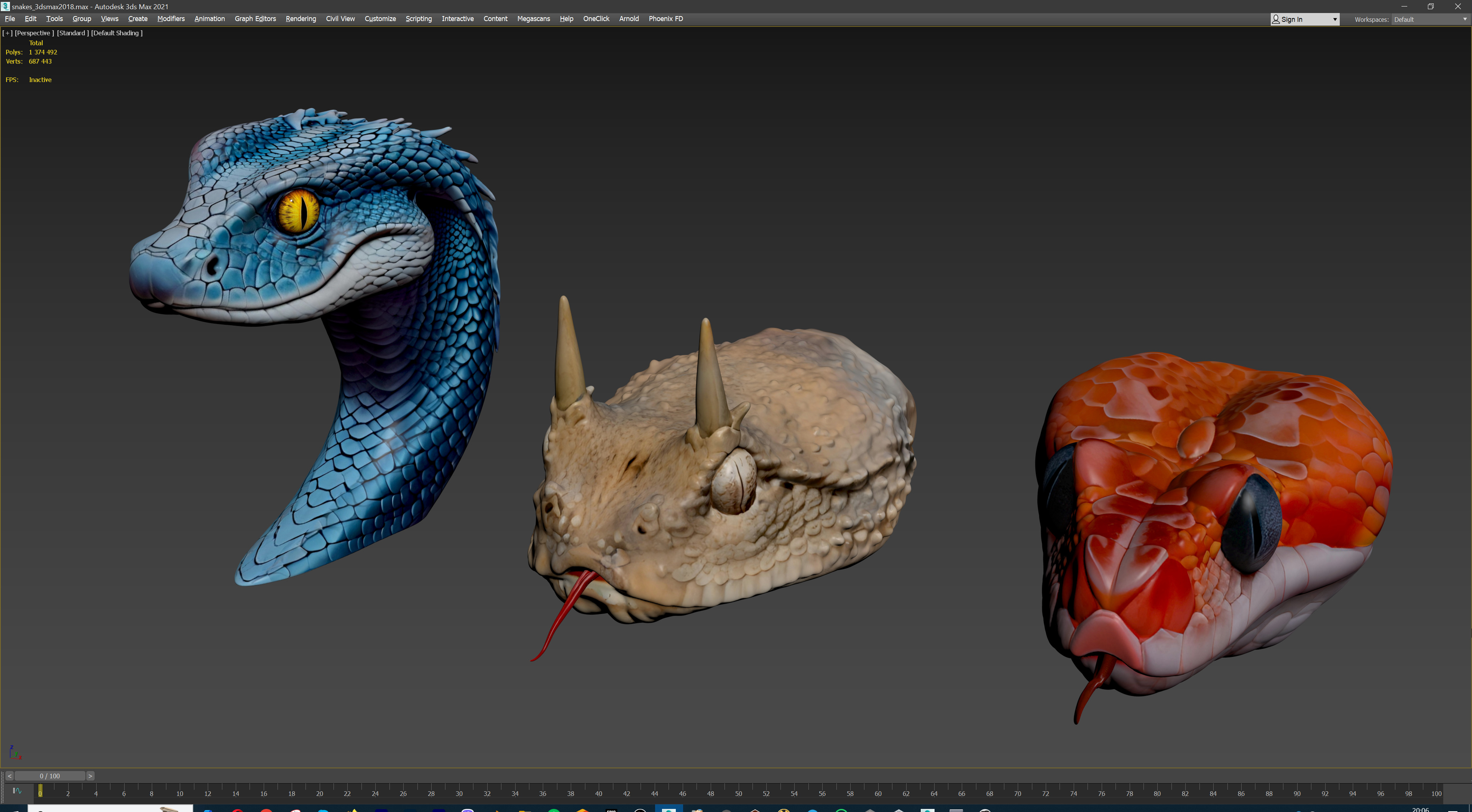 Ultimate Snake Head Pack  48 HighPoly Stylized Assets 3D model_54