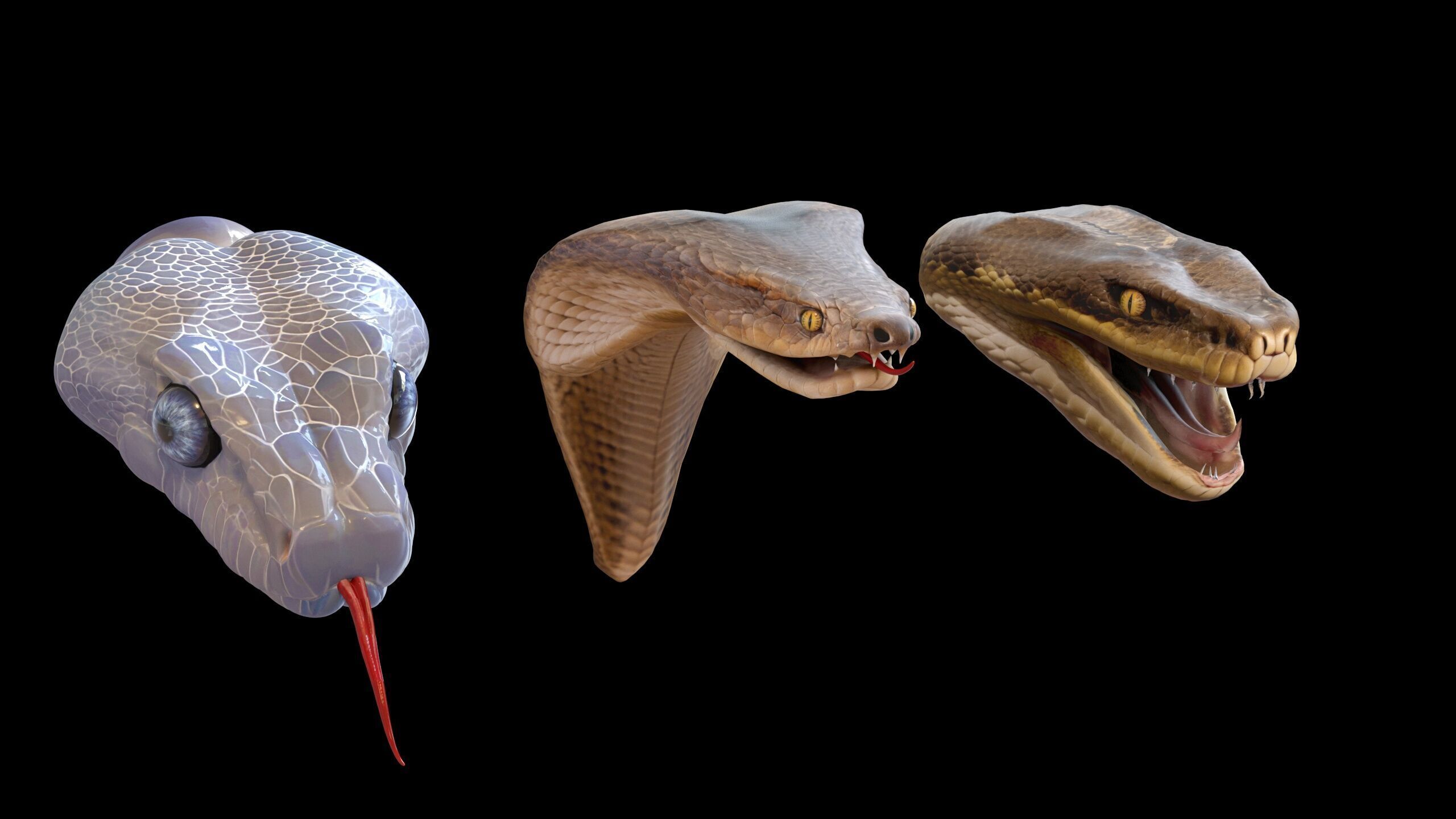 Ultimate Snake Head Pack  48 HighPoly Stylized Assets 3D model_15