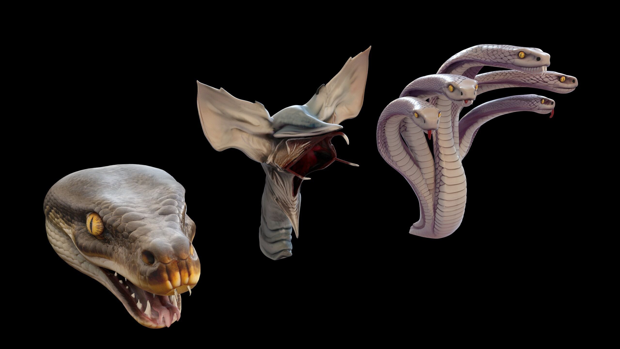 Ultimate Snake Head Pack  48 HighPoly Stylized Assets 3D model_3