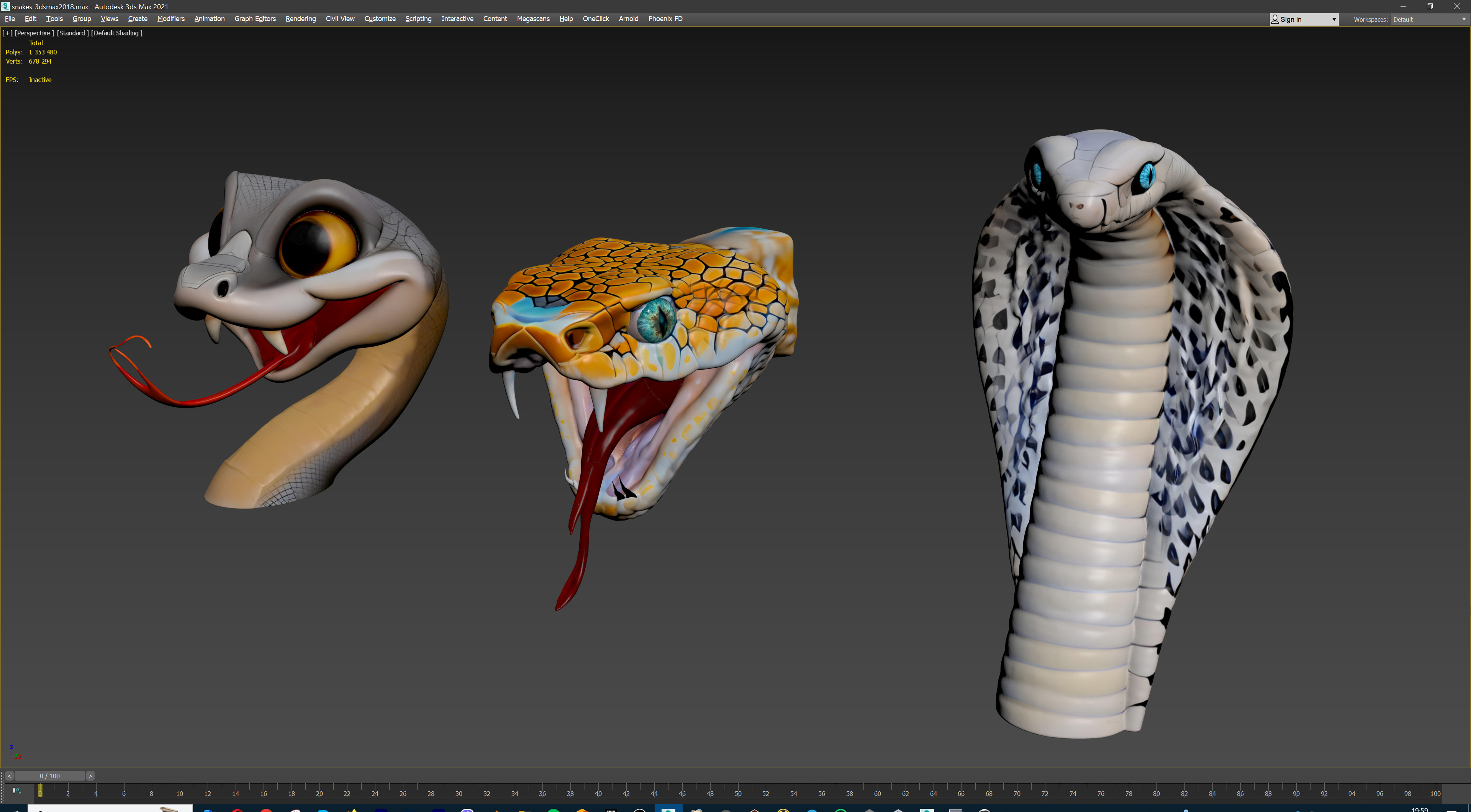 Ultimate Snake Head Pack  48 HighPoly Stylized Assets 3D model_42