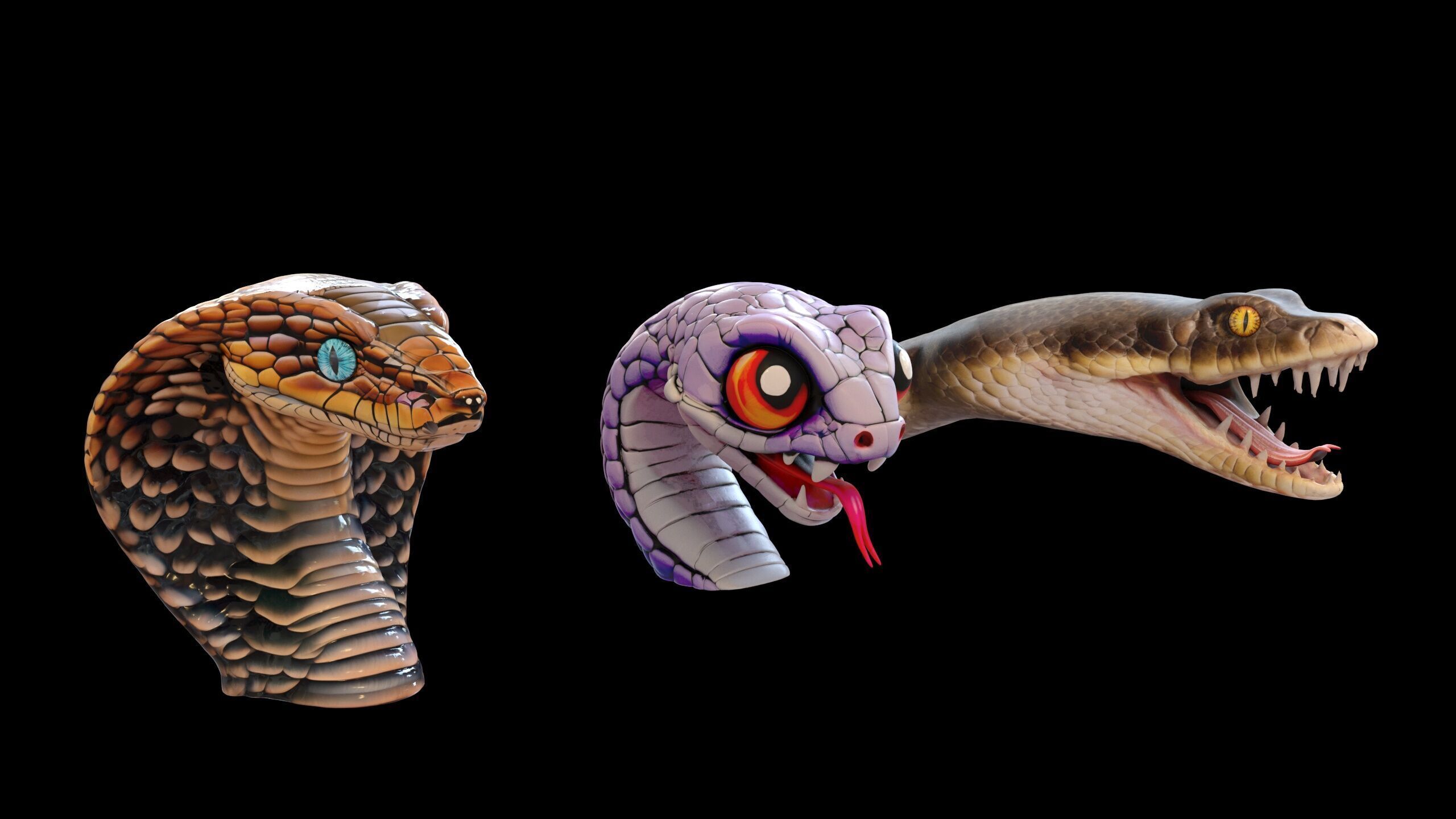 Ultimate Snake Head Pack  48 HighPoly Stylized Assets 3D model_8