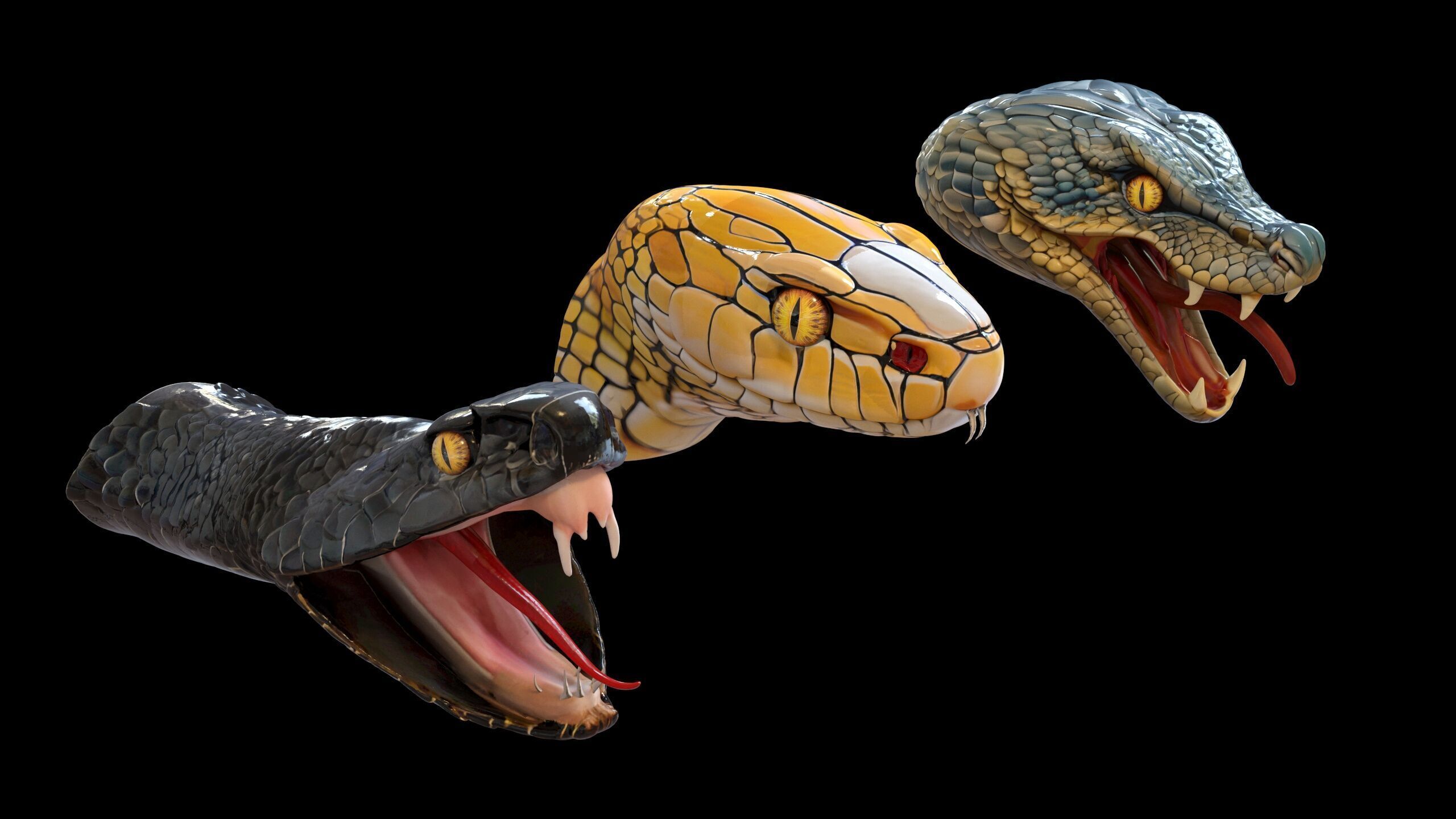 Ultimate Snake Head Pack  48 HighPoly Stylized Assets 3D model_11