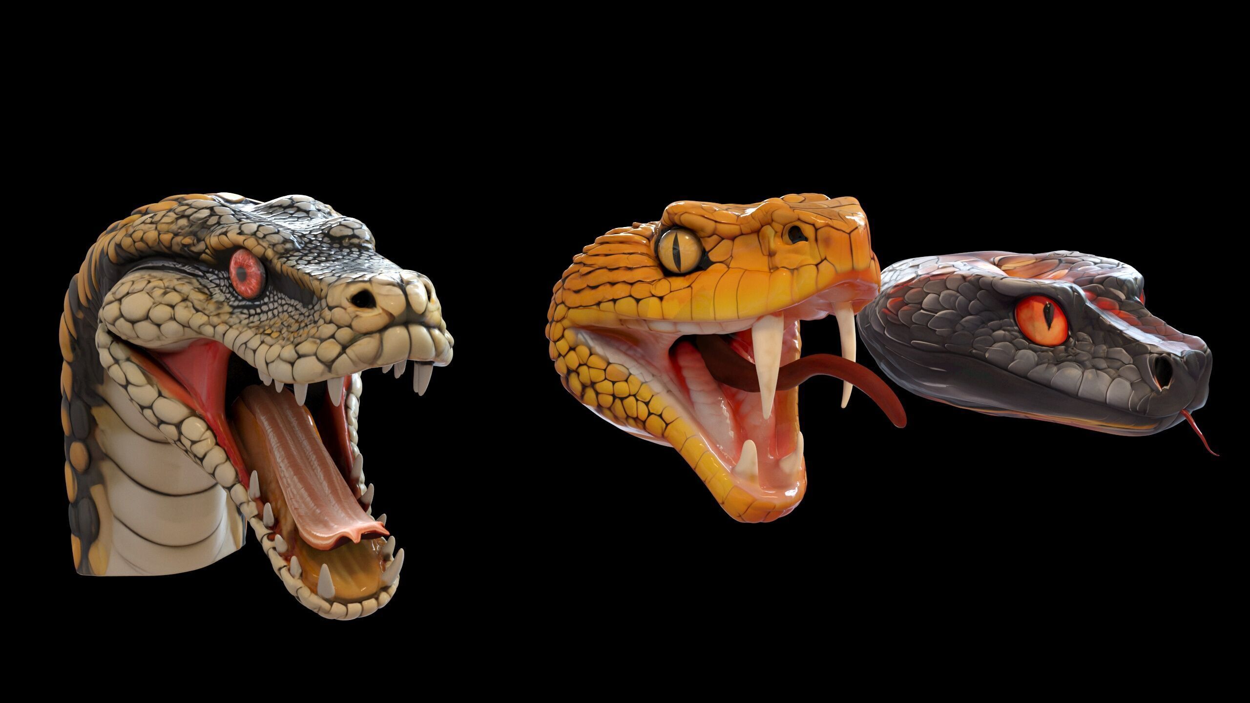Ultimate Snake Head Pack  48 HighPoly Stylized Assets 3D model_13