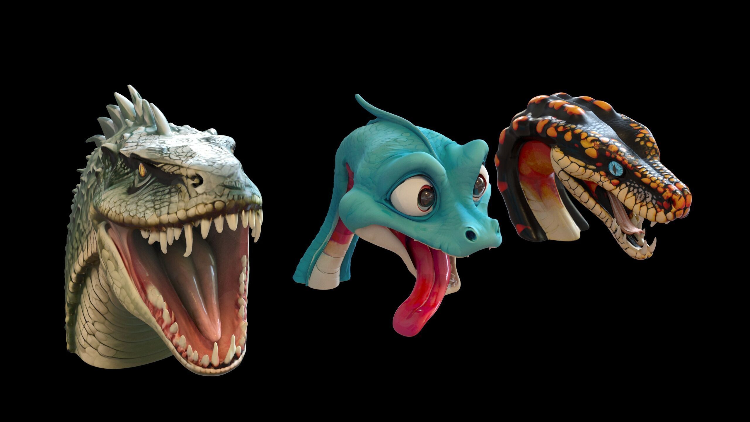 Ultimate Snake Head Pack  48 HighPoly Stylized Assets 3D model_10