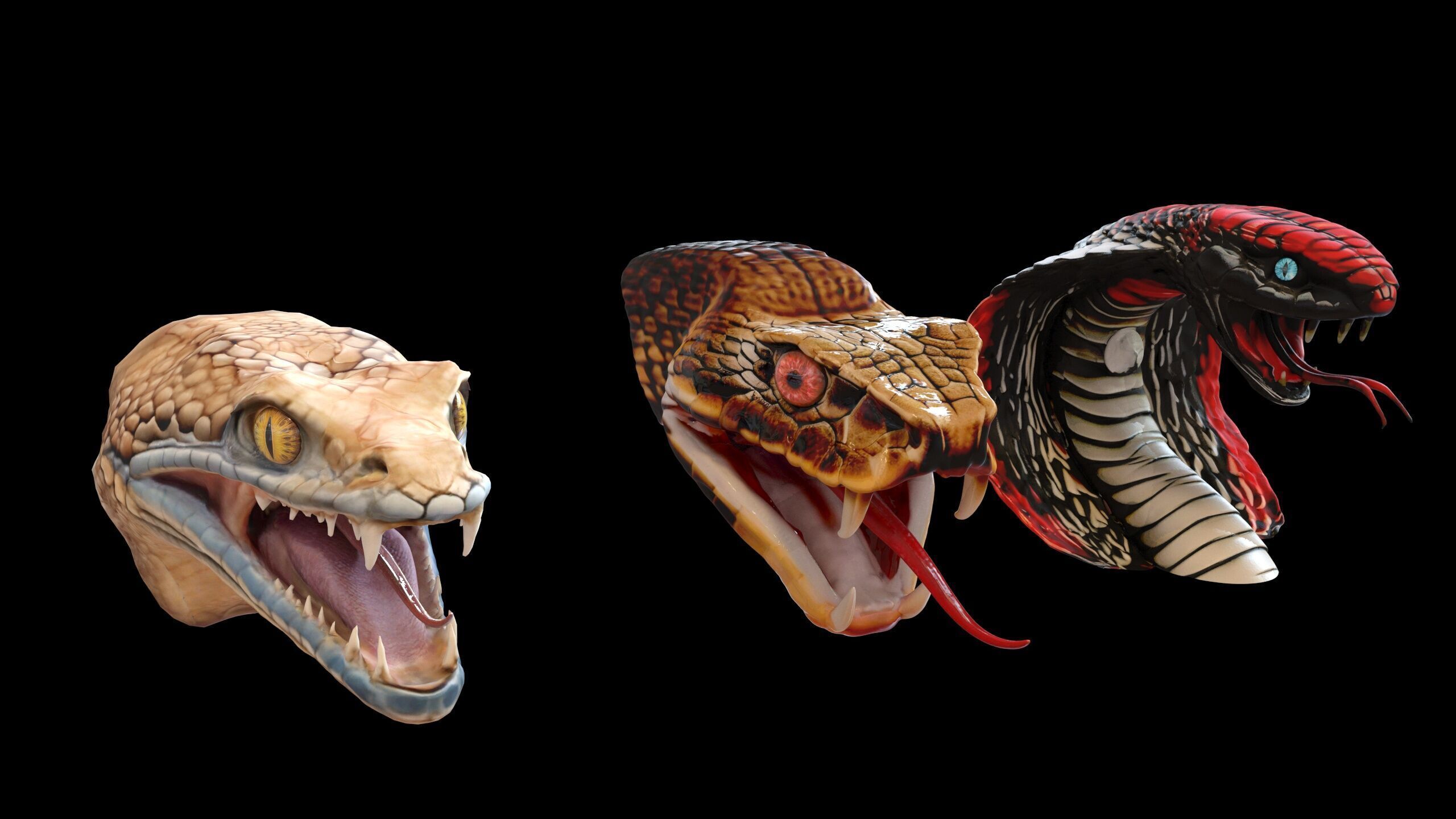 Ultimate Snake Head Pack  48 HighPoly Stylized Assets 3D model_7