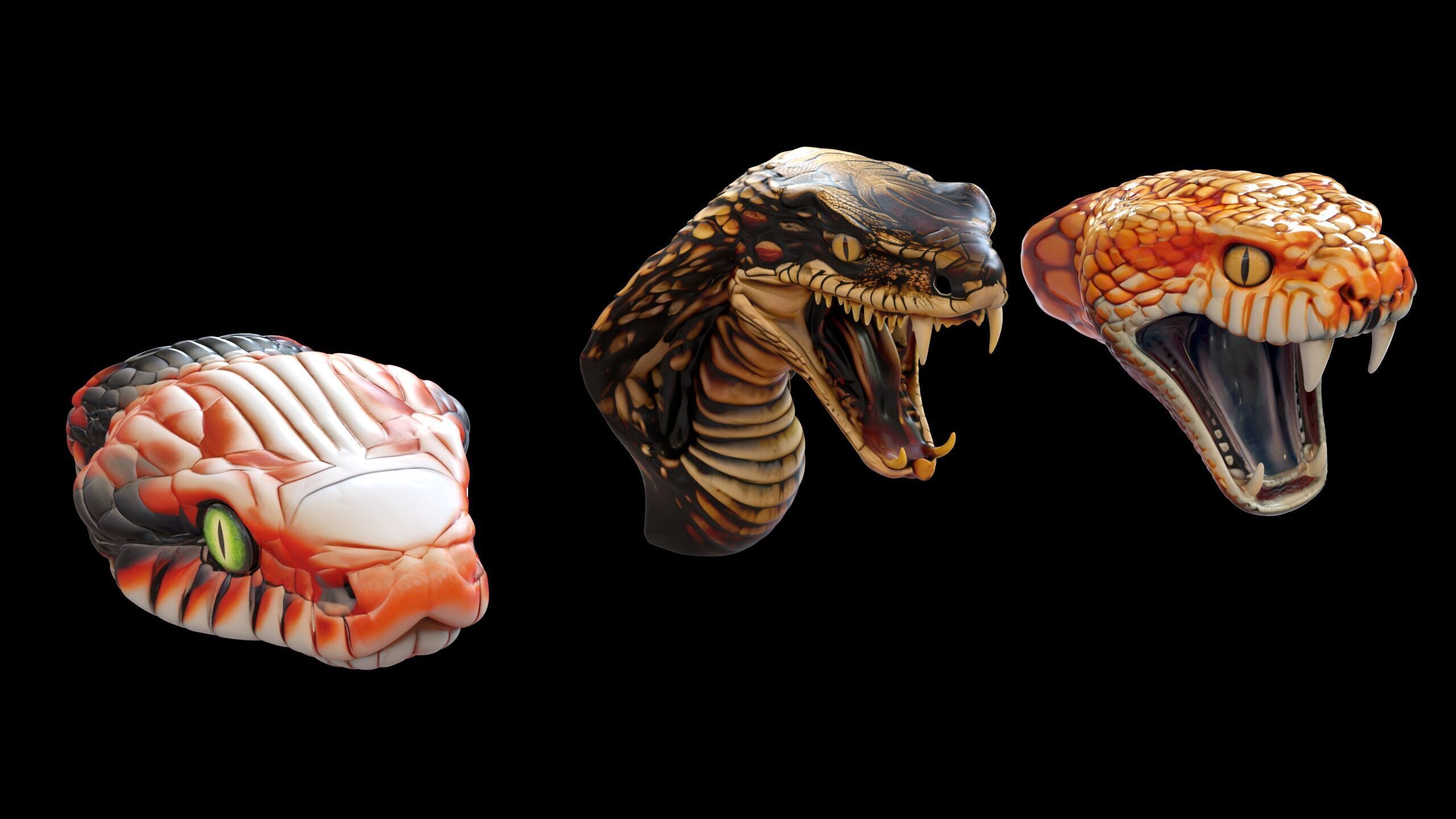 Ultimate Snake Head Pack  48 HighPoly Stylized Assets 3D model_4
