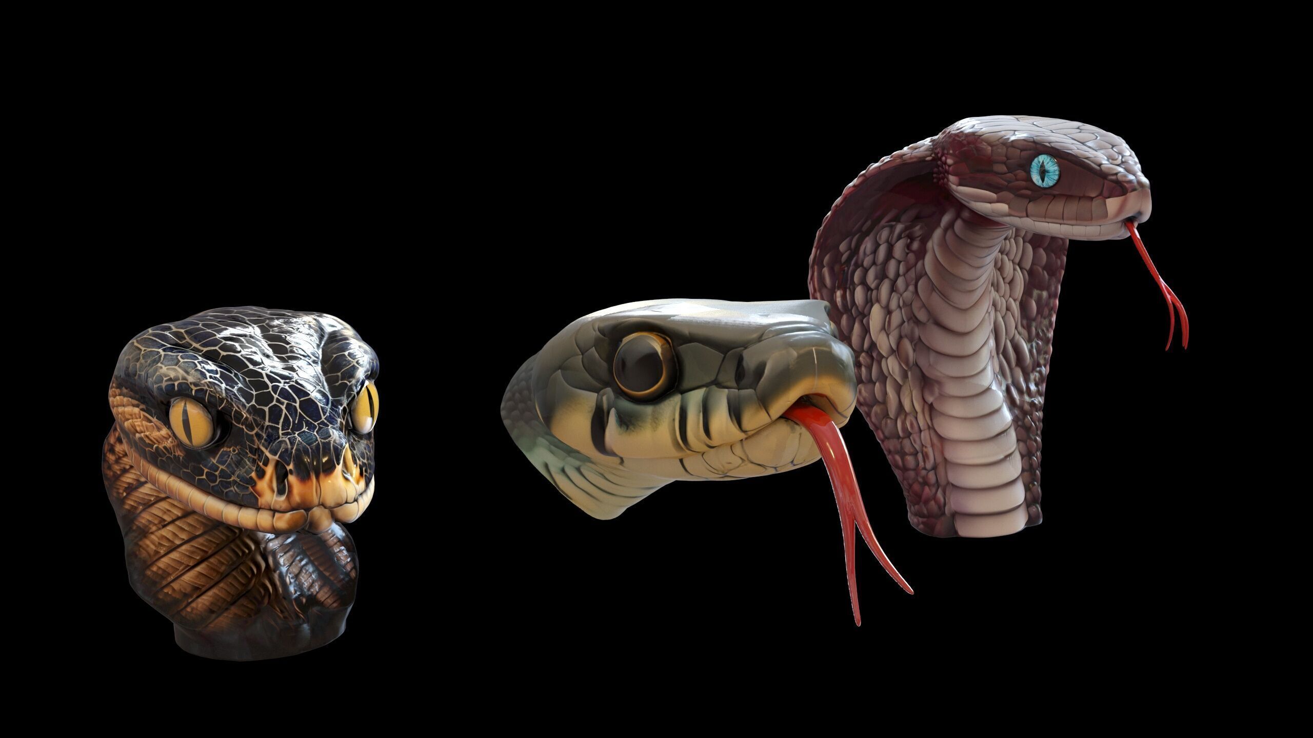 Ultimate Snake Head Pack  48 HighPoly Stylized Assets 3D model_9