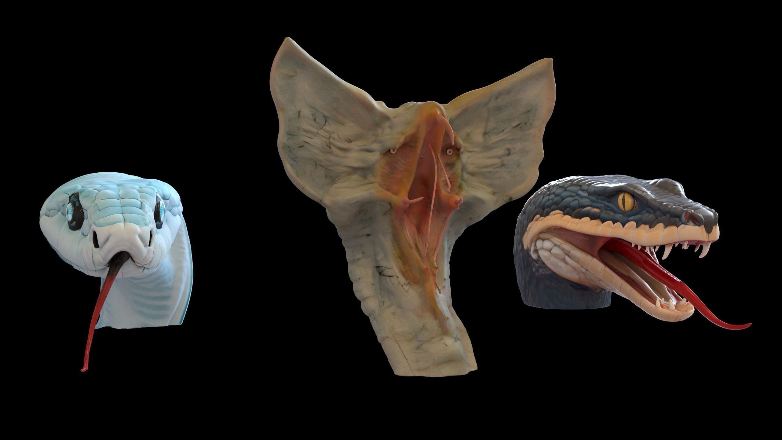 Ultimate Snake Head Pack  48 HighPoly Stylized Assets 3D model_6
