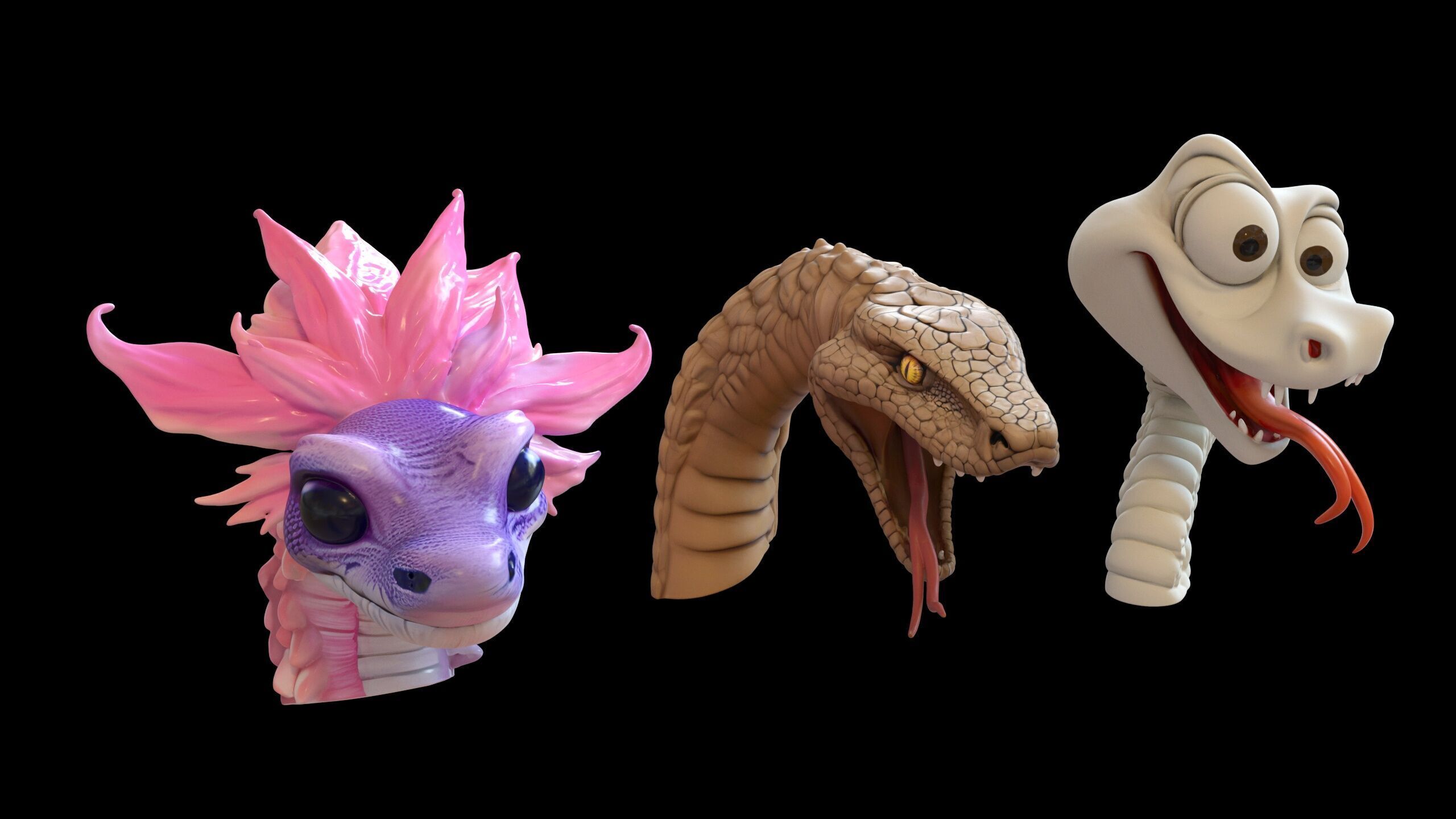 Ultimate Snake Head Pack  48 HighPoly Stylized Assets 3D model_17