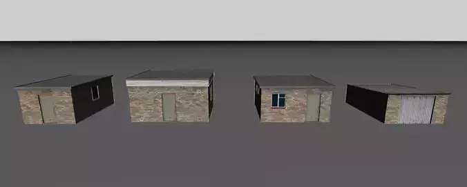 Game Ready 1960s Industrial Outbuildings Pack Low-poly 3D model