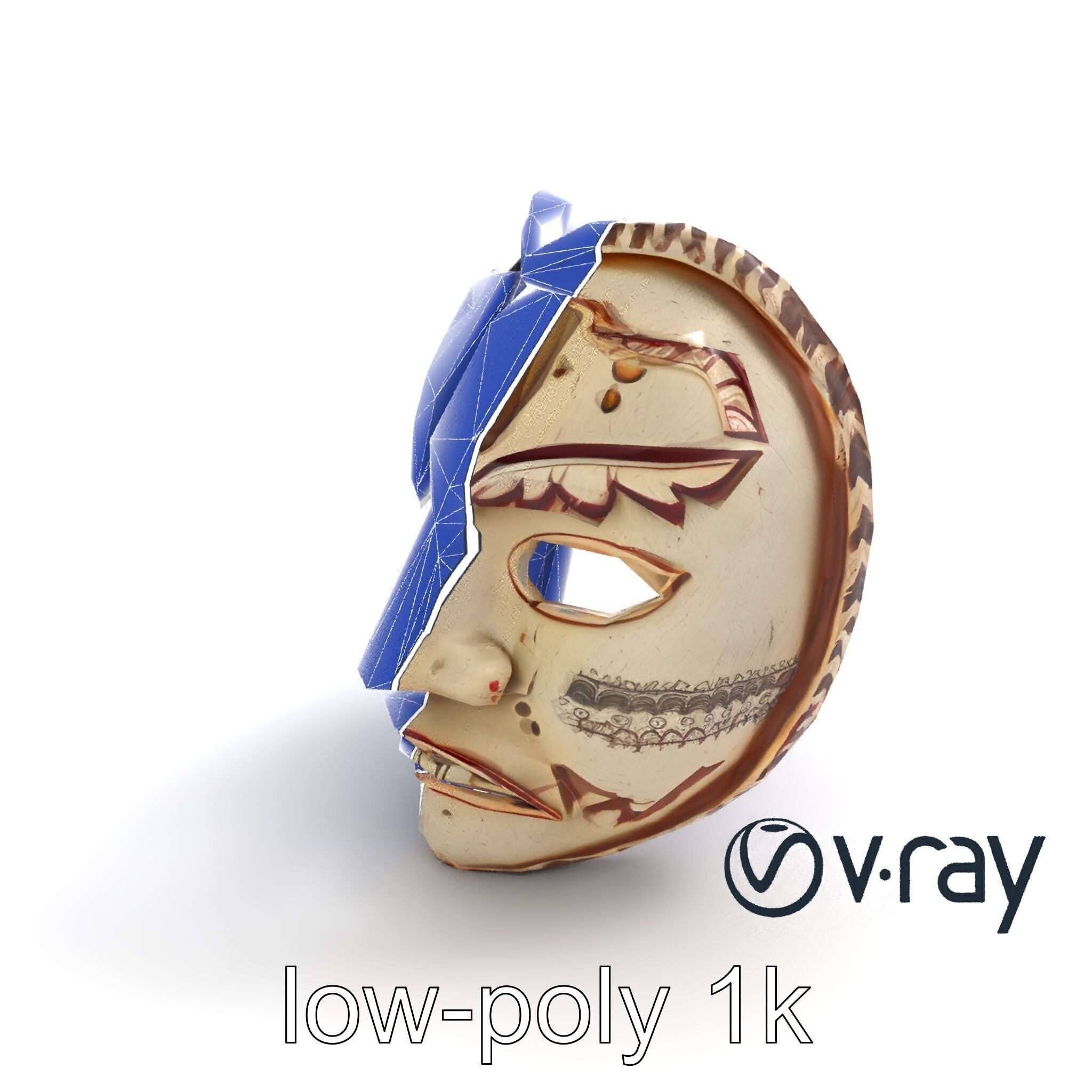 Ancient Ritual Carved Mask model pack Low-poly 3D model_11