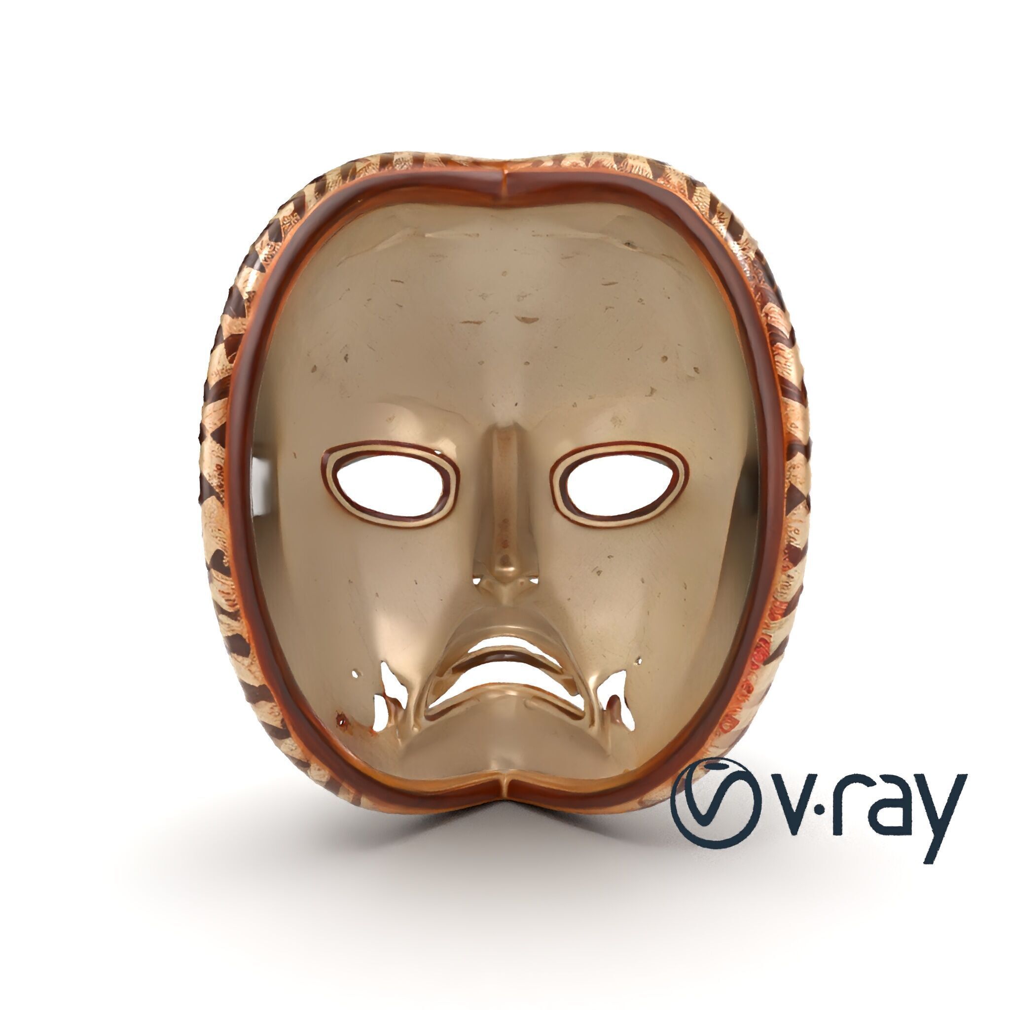 Ancient Ritual Carved Mask model pack Low-poly 3D model_19