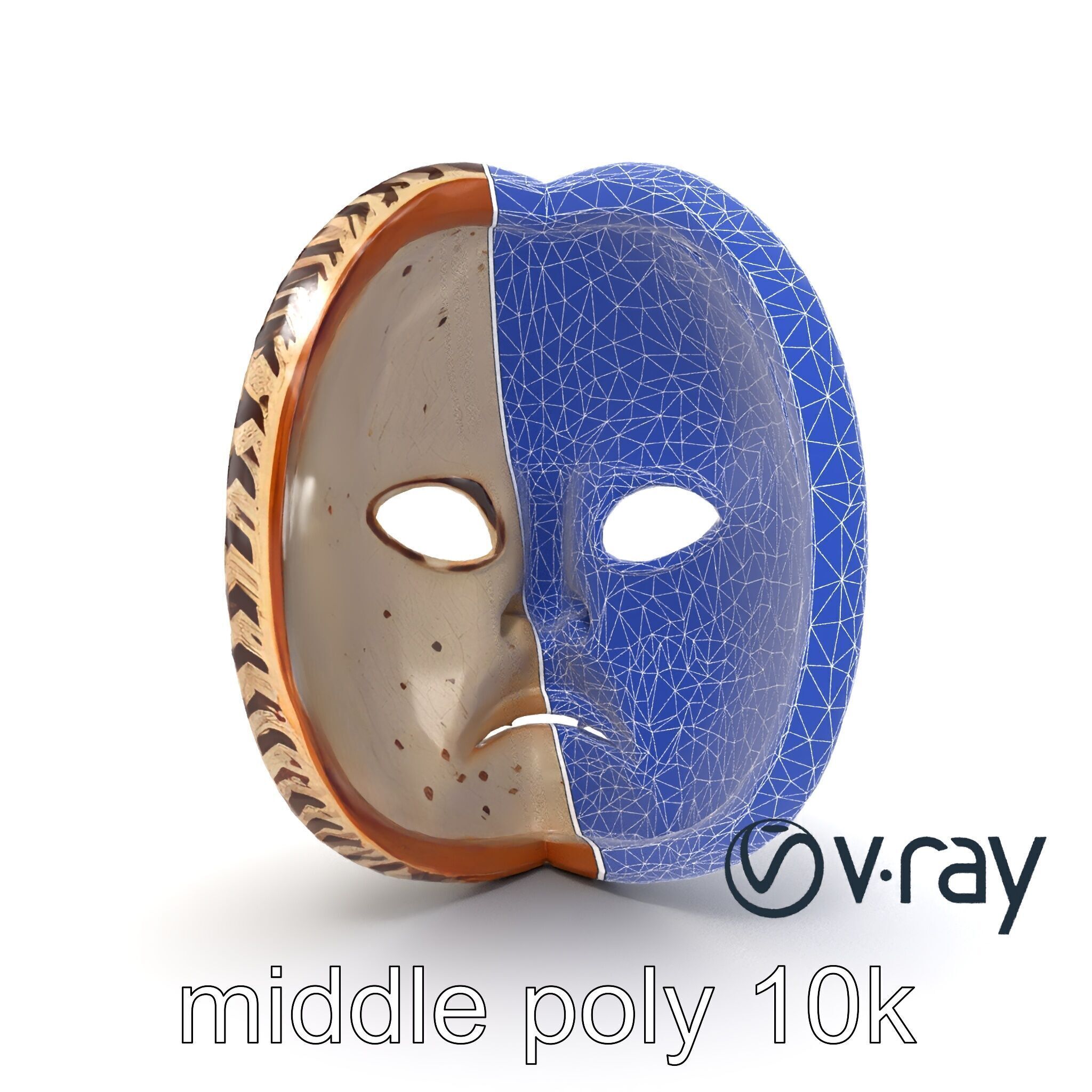 Ancient Ritual Carved Mask model pack Low-poly 3D model_26