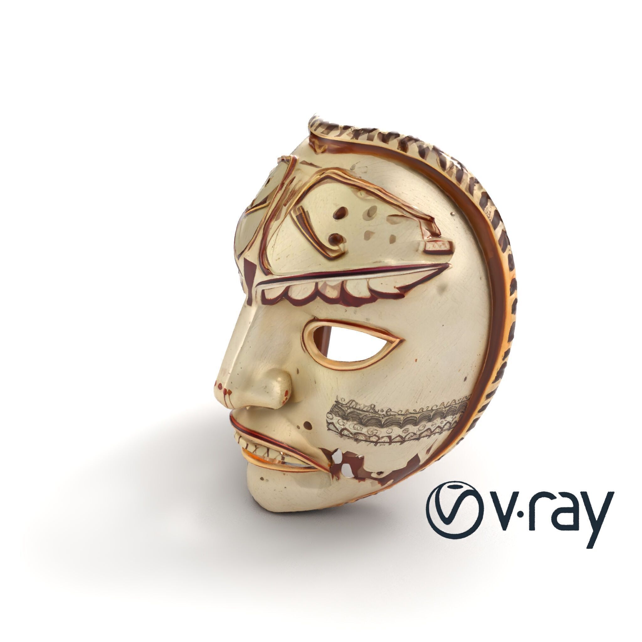 Ancient Ritual Carved Mask model pack Low-poly 3D model_9