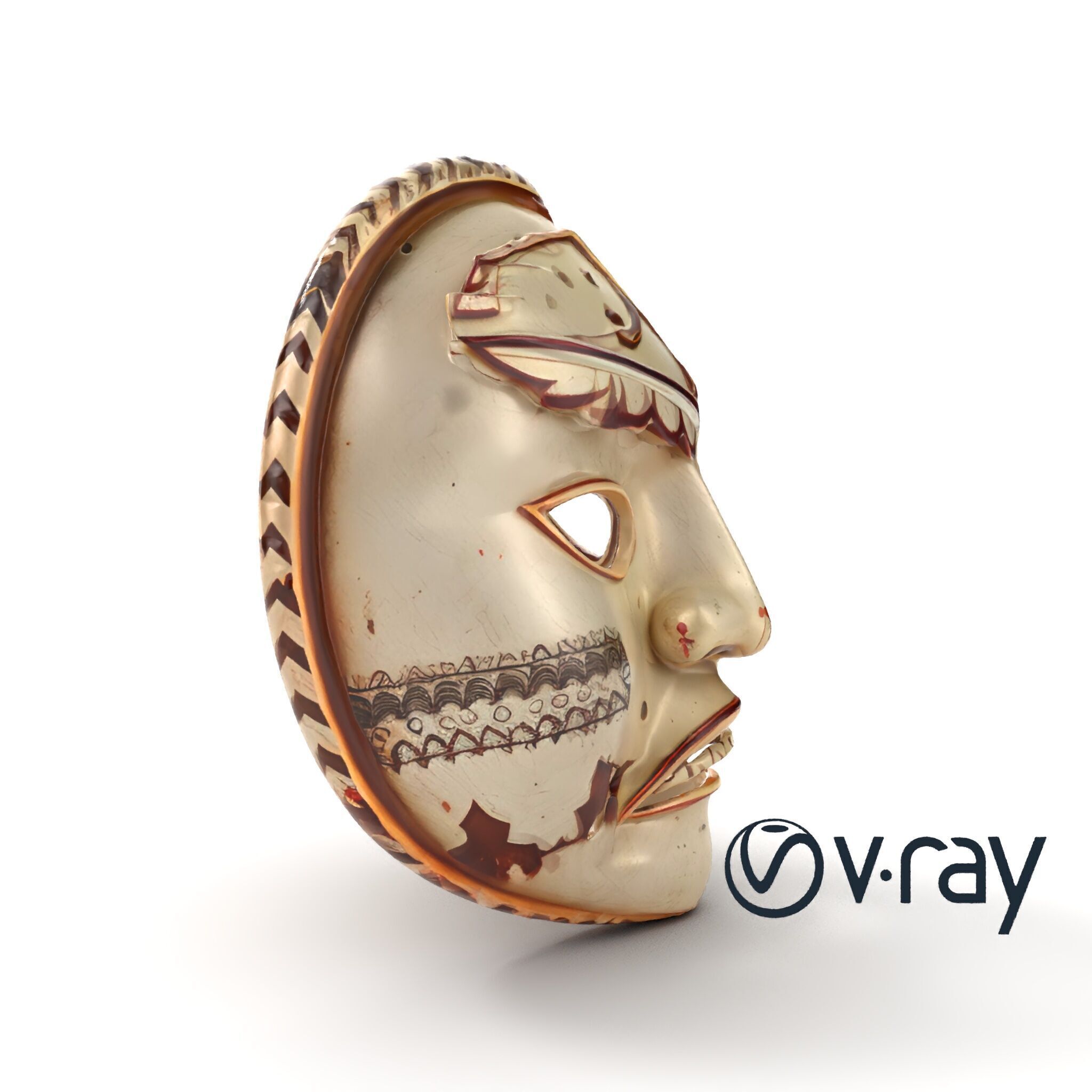 Ancient Ritual Carved Mask model pack Low-poly 3D model_12