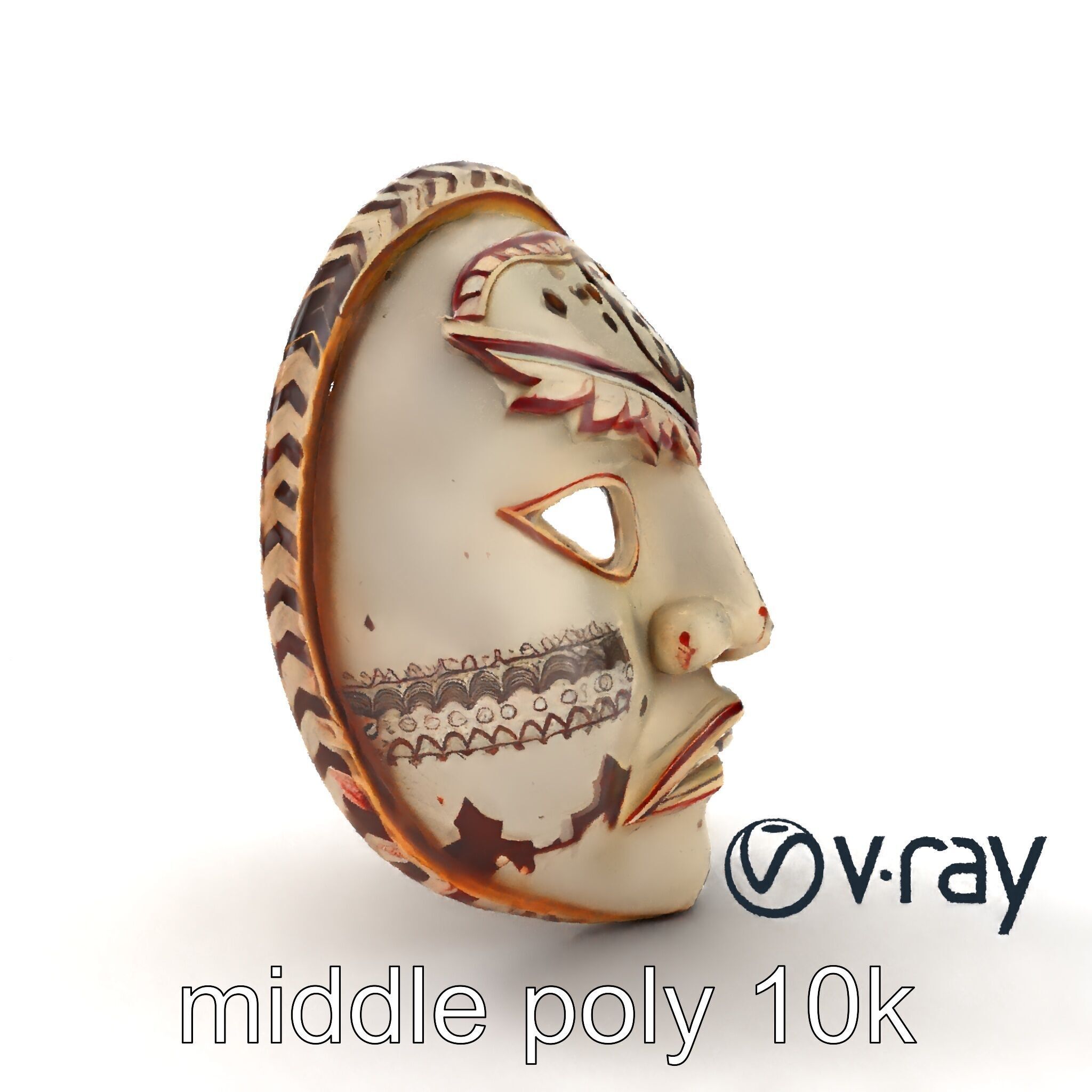 Ancient Ritual Carved Mask model pack Low-poly 3D model_10