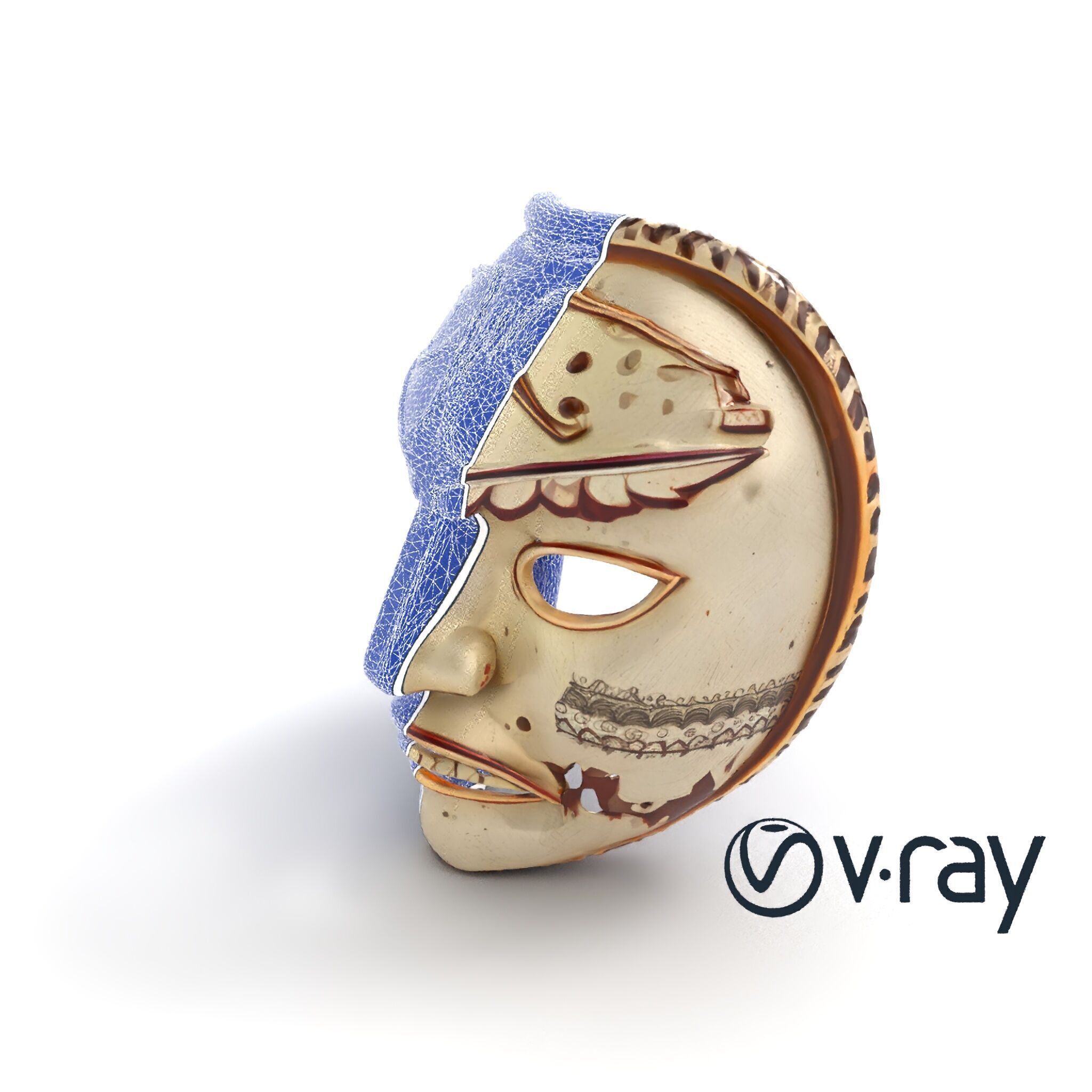 Ancient Ritual Carved Mask model pack Low-poly 3D model_27