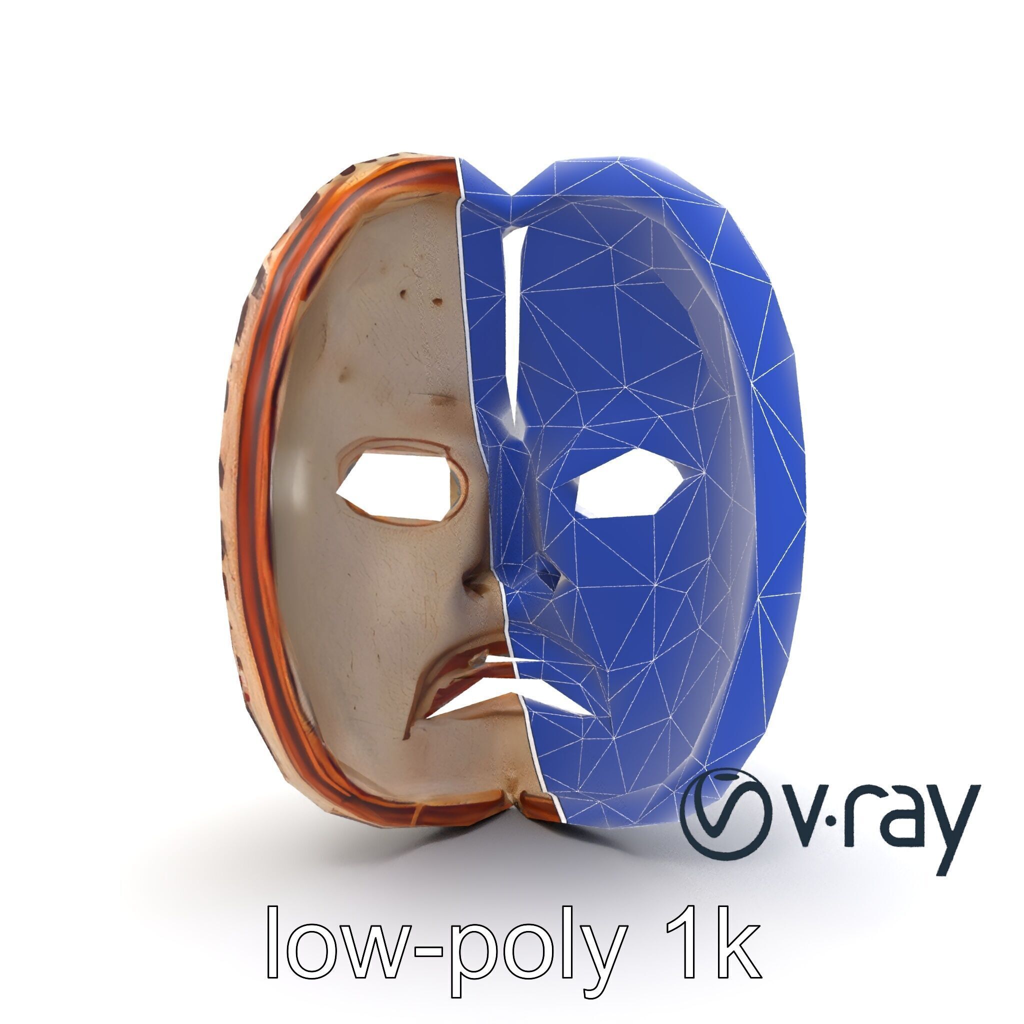 Ancient Ritual Carved Mask model pack Low-poly 3D model_16