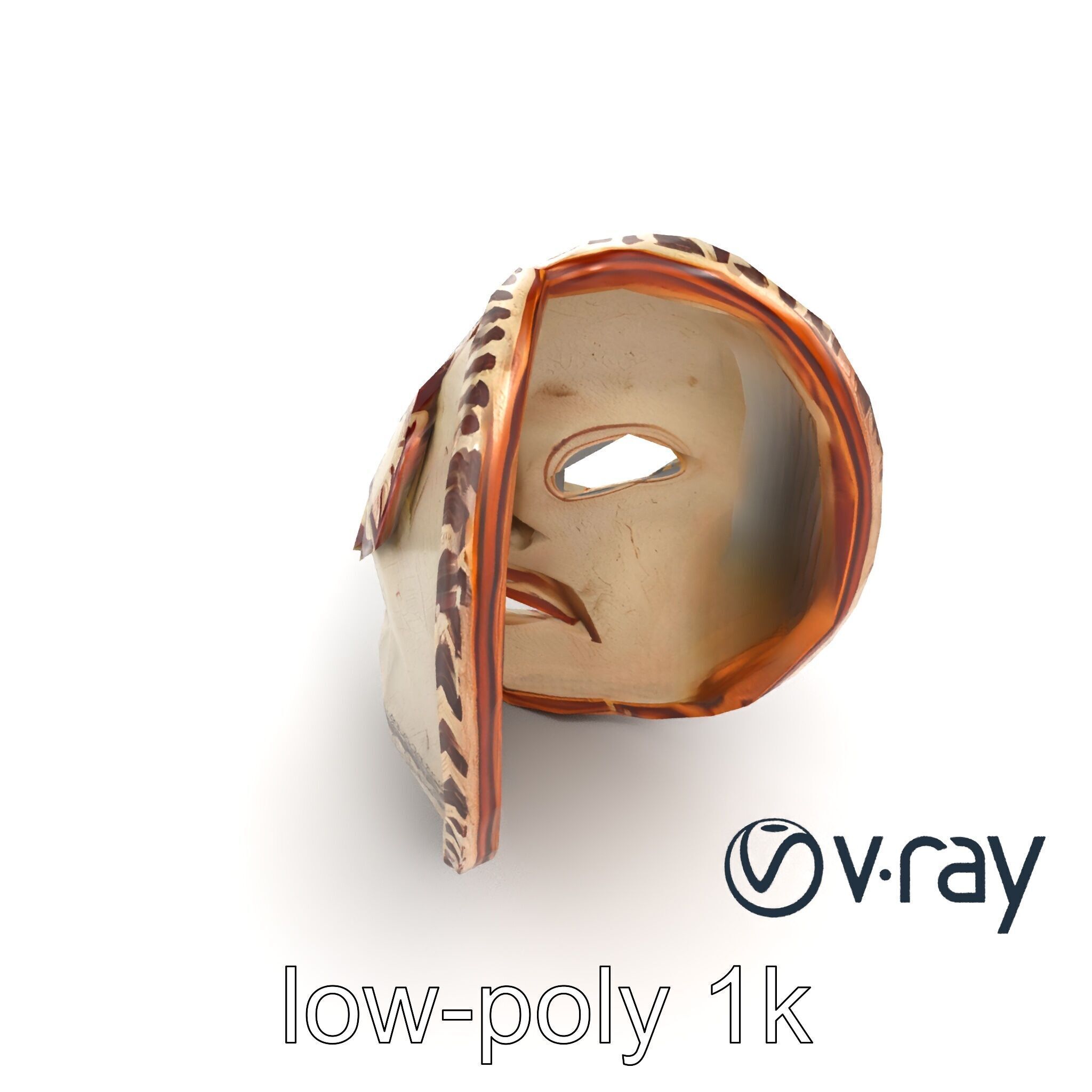 Ancient Ritual Carved Mask model pack Low-poly 3D model_17