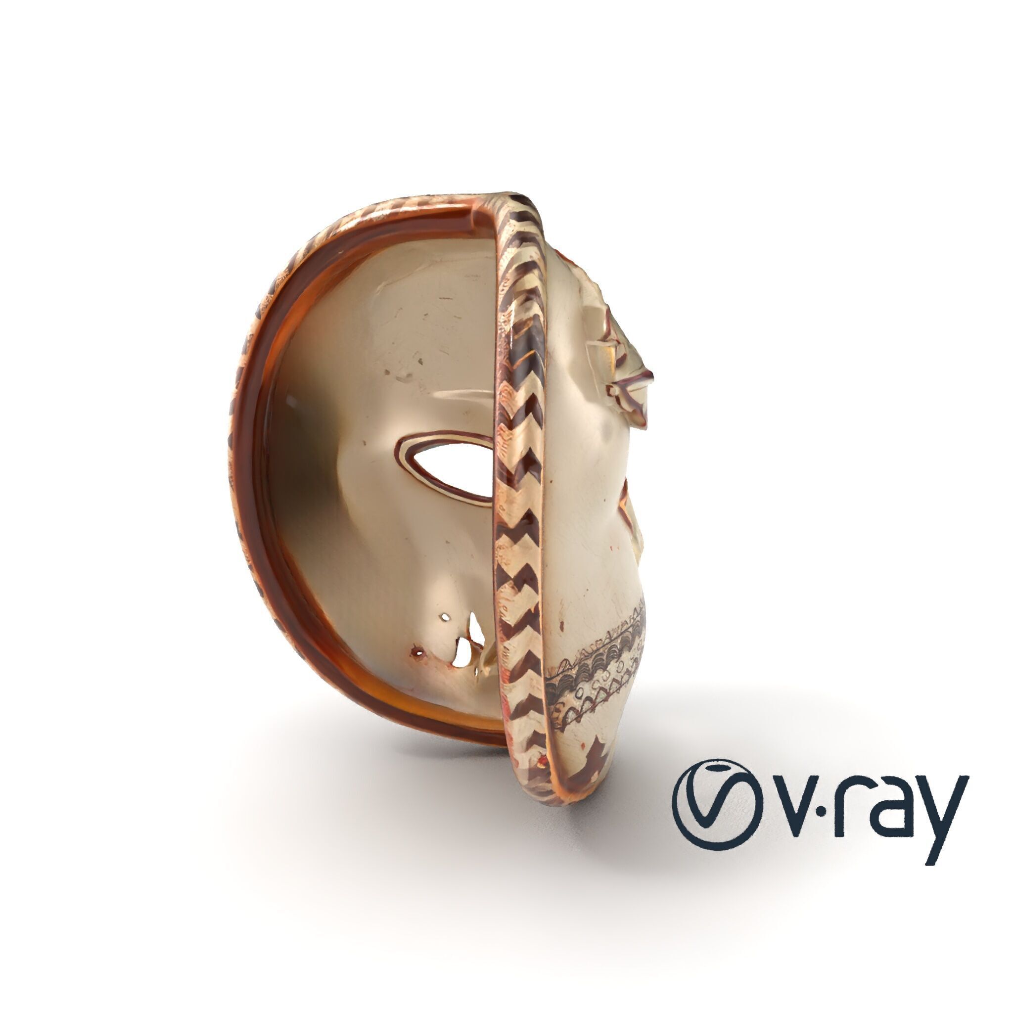 Ancient Ritual Carved Mask model pack Low-poly 3D model_6