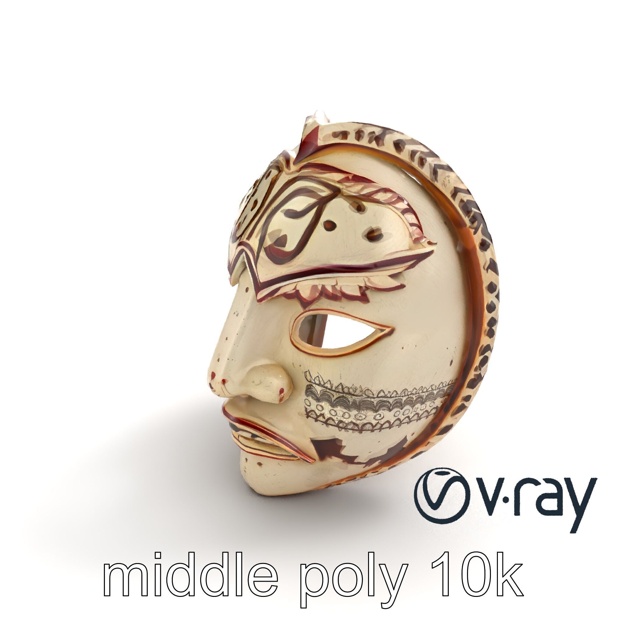 Ancient Ritual Carved Mask model pack Low-poly 3D model_4