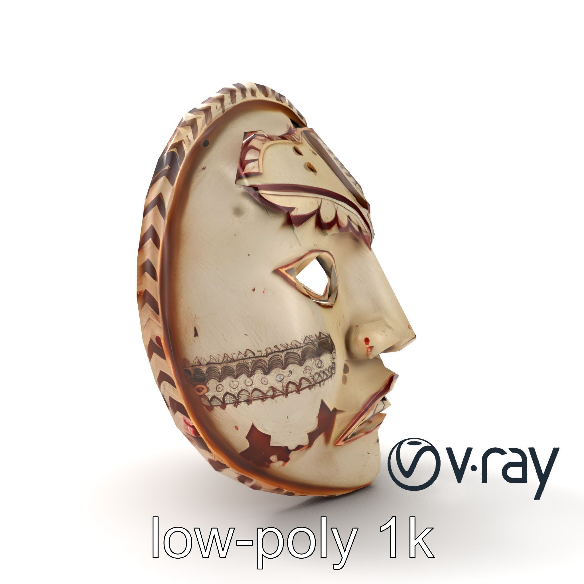 Ancient Ritual Carved Mask model pack Low-poly 3D model_15