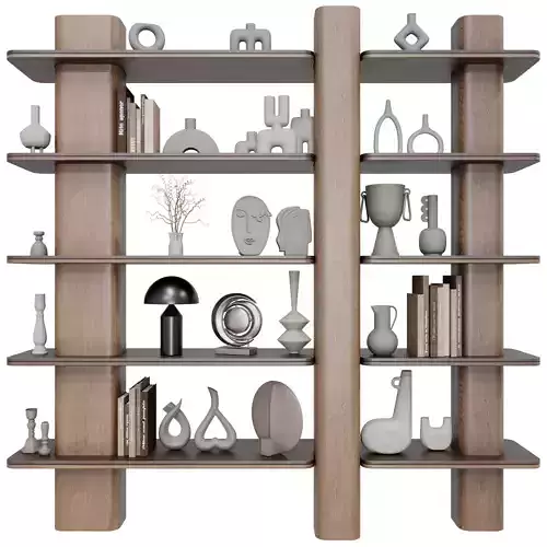 Wooden Shelves Decorative With Plants and Book - Wooden Rack 32 